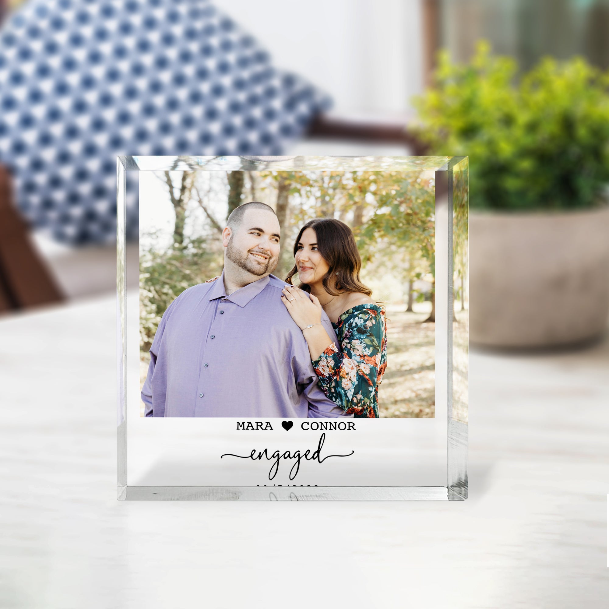 Engagement Personalised Photo Block, Engagement Gift, Anniversary Photo Frame, Wedding Gift, Engagement Acrylic Plaque