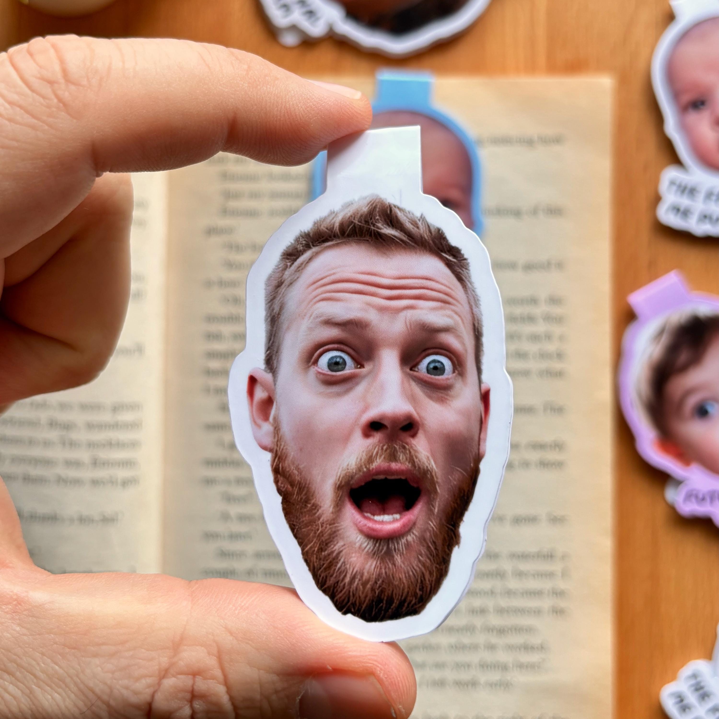 Custom Face Magnetic Bookmark Set, Personalized Photo Bookmark, Bulk Reader Gift, Family Face Magnet for Books - Add Your Text
