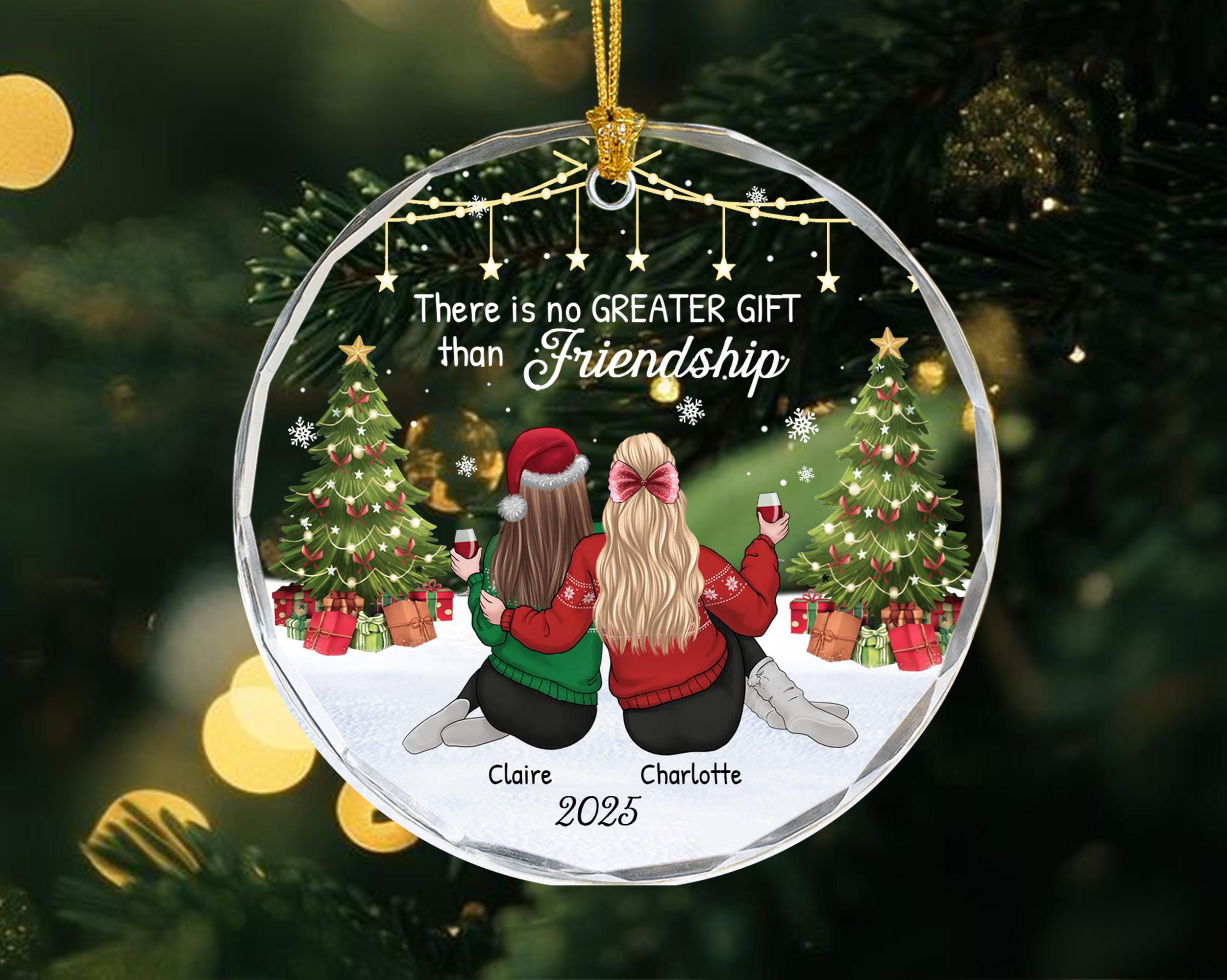 Personalized Best Friend Ornament 2025, There Is No Greater Gift Than Friendship Glass Ornament,Gift for Friend, Friends Christmas Keepsake