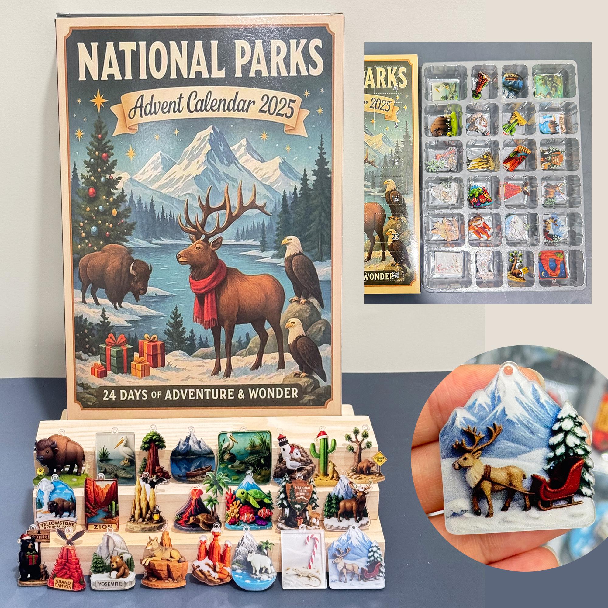 2025 Emotional Support Advent Calendar: 24Pcs Funny Acrylic Ornaments,Vegetable,Fruits,Capibara,The Dragon & Forest,Christmas Countdown Gift