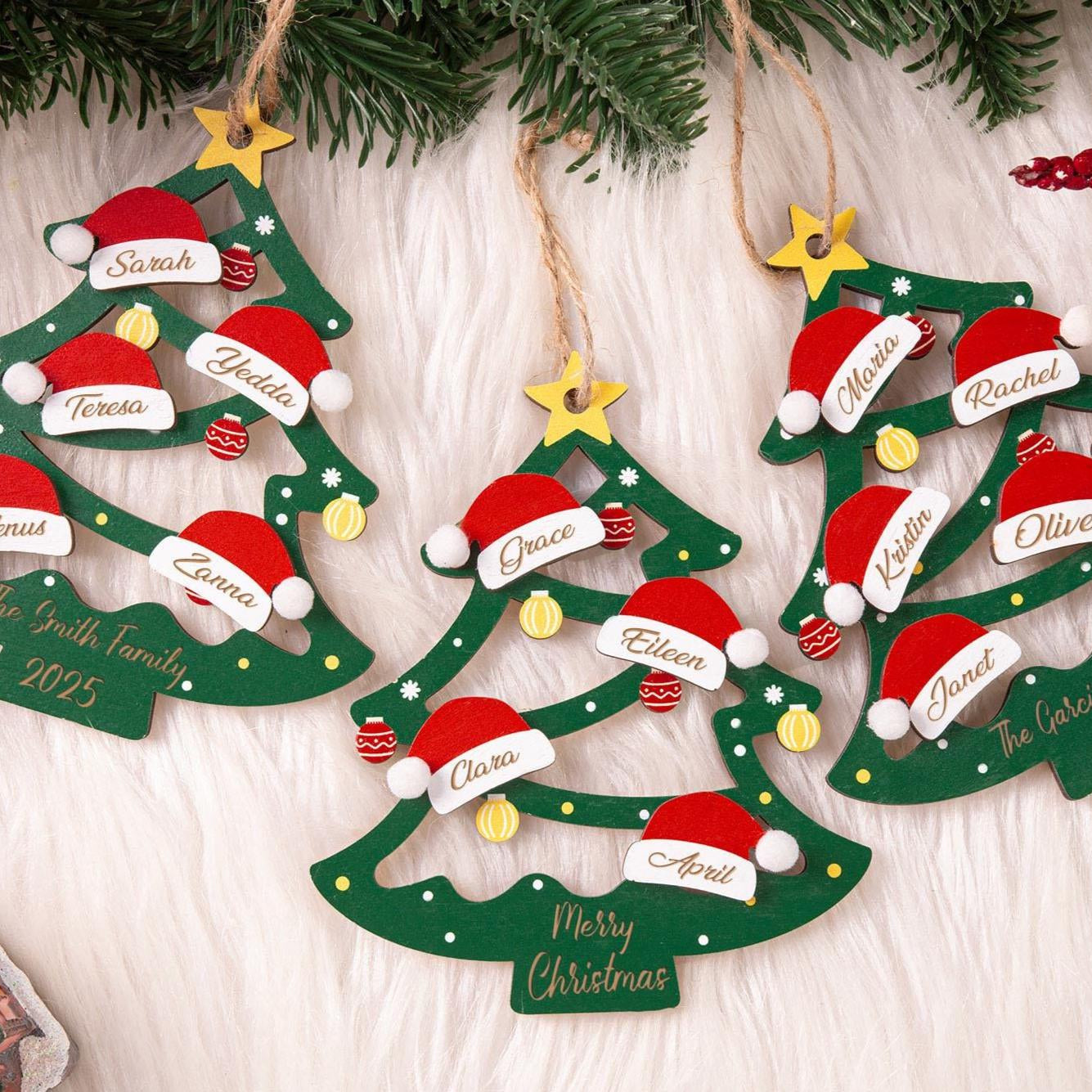 2025 Christmas Ornament, Custom Wooden Family Christmas Tree Ornament, Engraved Ornament, Family Christmas Gift