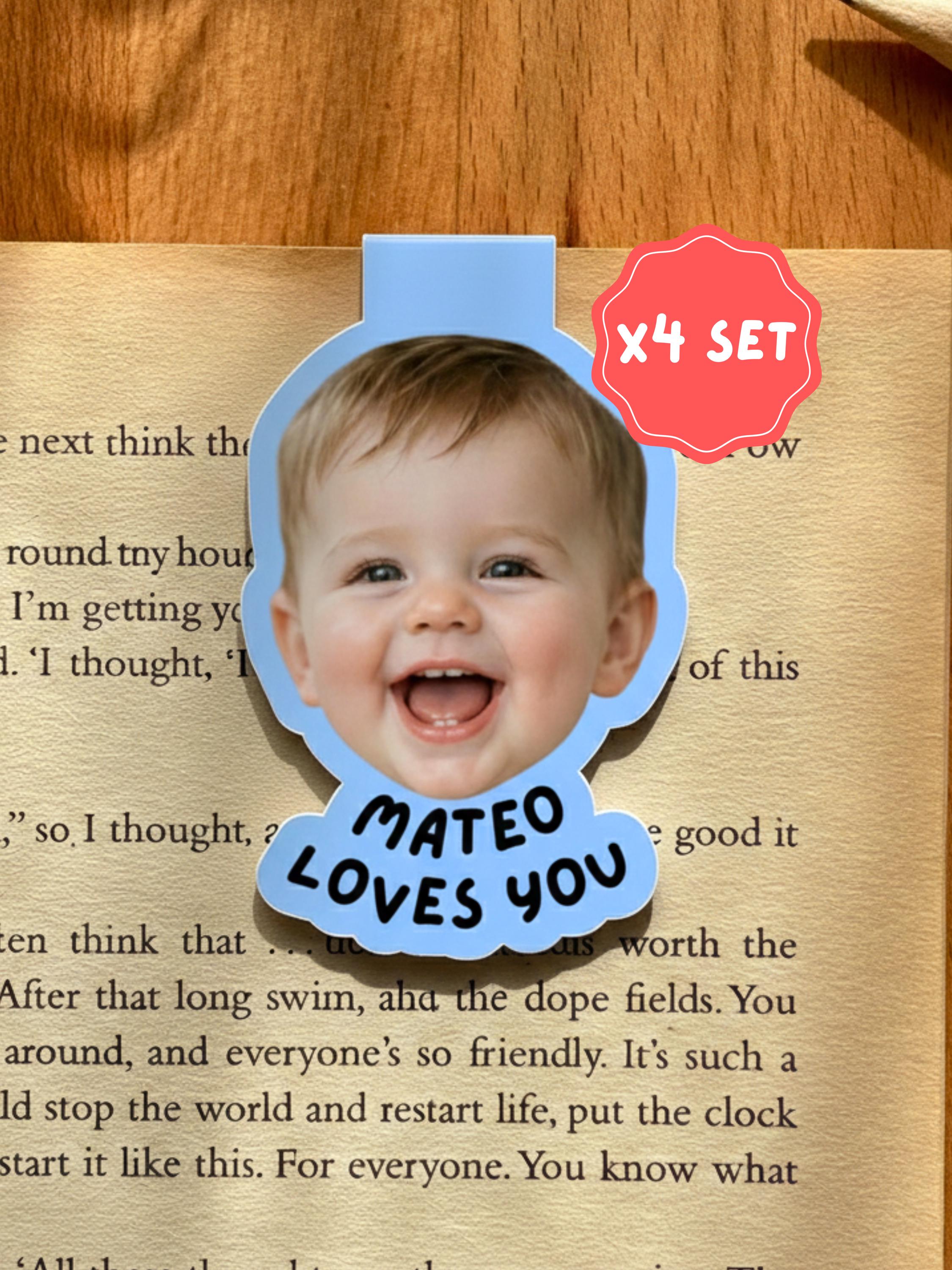 Custom Face Magnetic Bookmark Set, Personalized Photo Bookmark, Bulk Reader Gift, Family Face Magnet for Books - Add Your Text