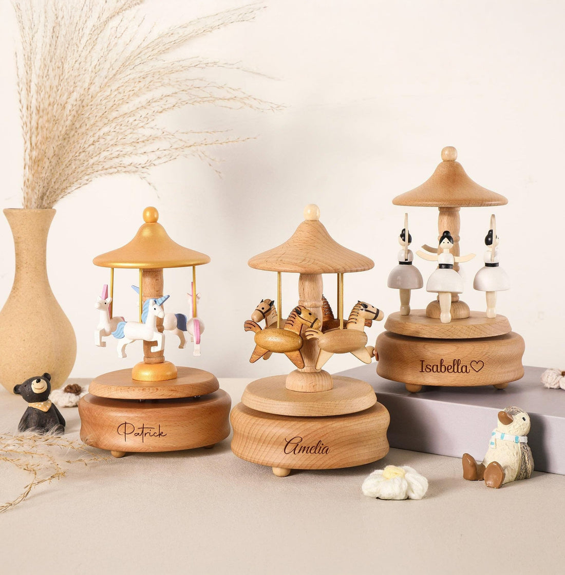 Personalised Wooden Musical Box, Engraved Name Music Box, Baby Shower Gift,Holiday Gift,Nursery Decor, Christmas Musical Box