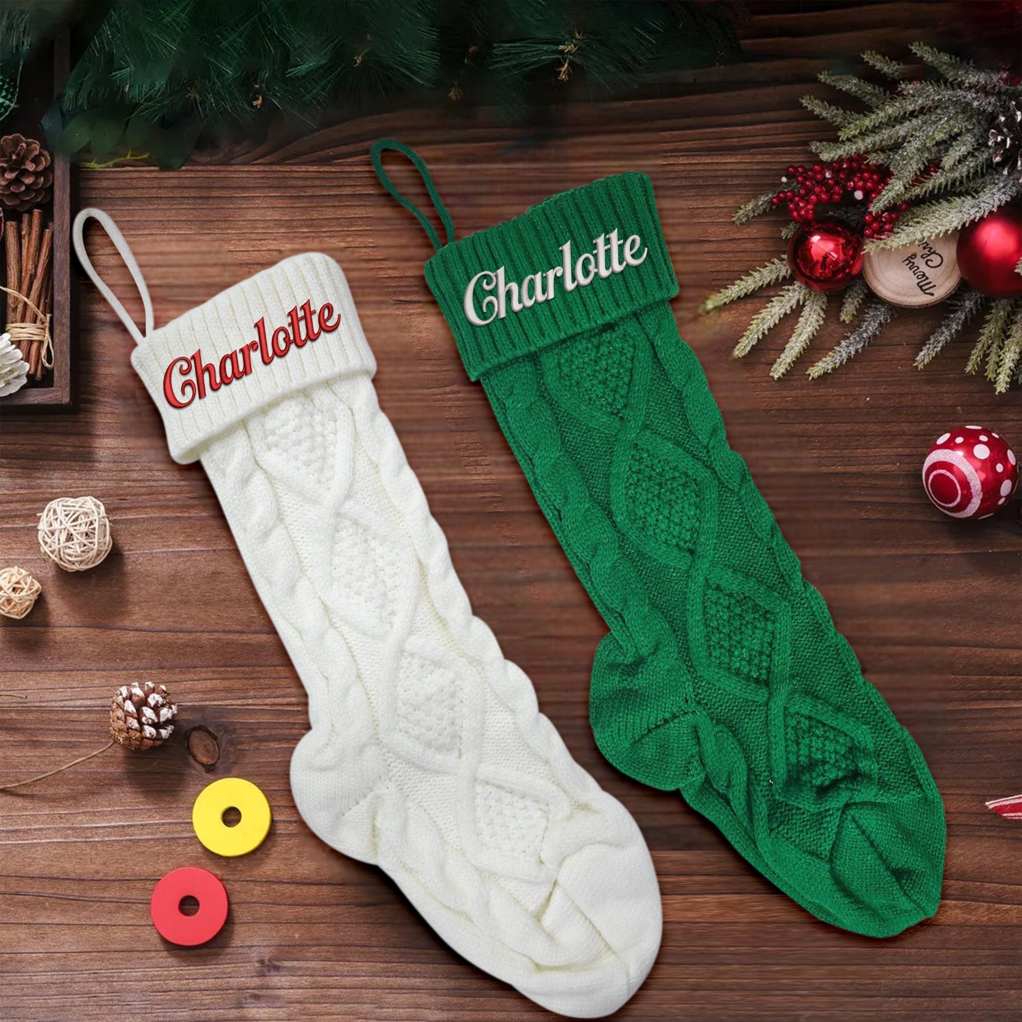 Embroidered Christmas Stockings - Personalized Stocking - Christmas gift - Custom Name Stocking