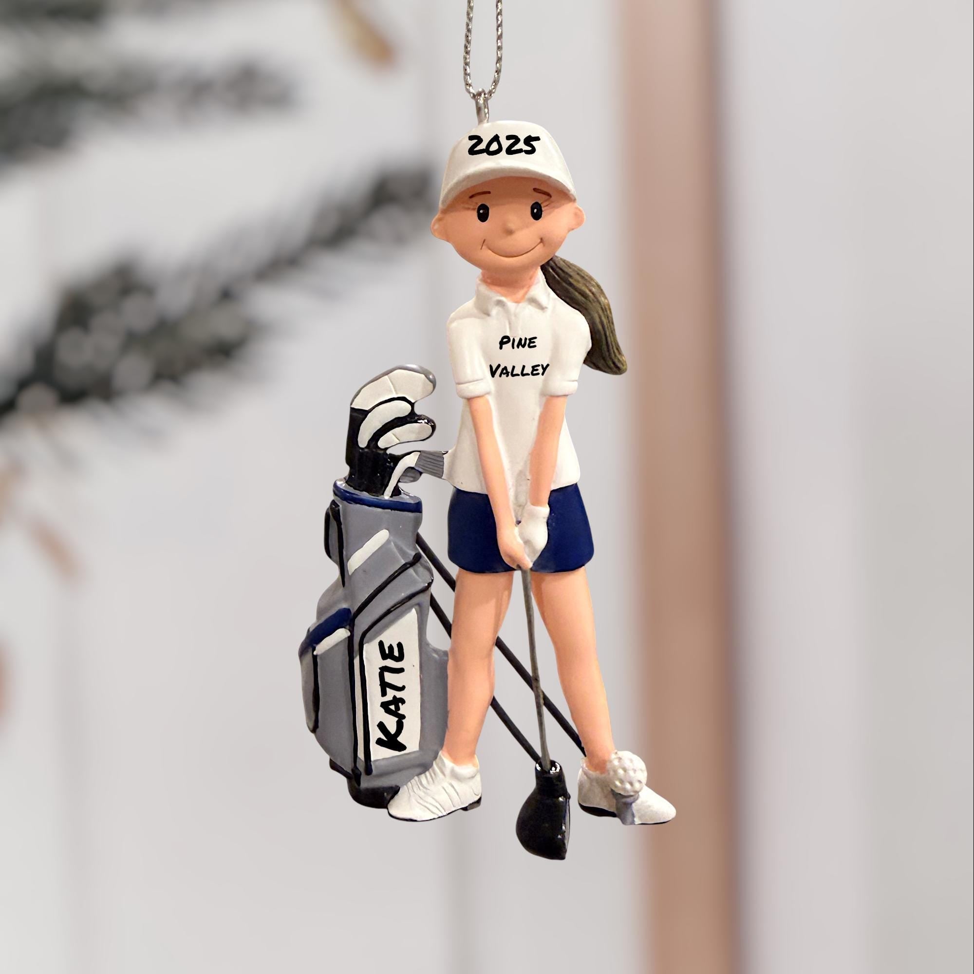 Personalized Golfer Ornament – Custom Golf Girl Christmas Gift