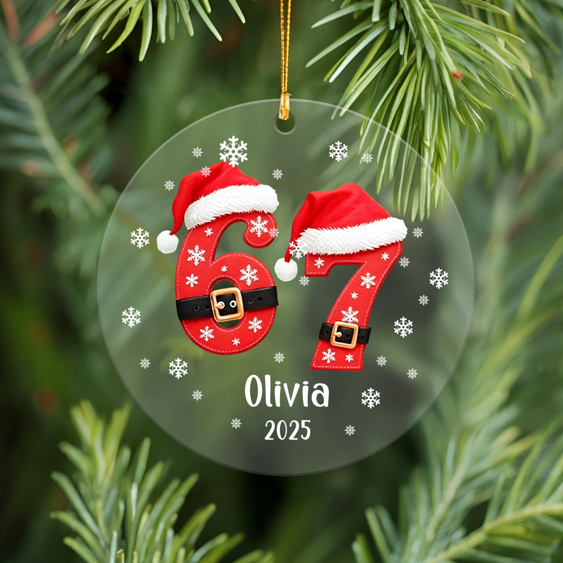 Funny Teen Slang Ornament 67, Custom Name Christmas Ornament for Teens, Gen Z Meme Ornament, Cool Boy Gift, 2025 Trend Ornament