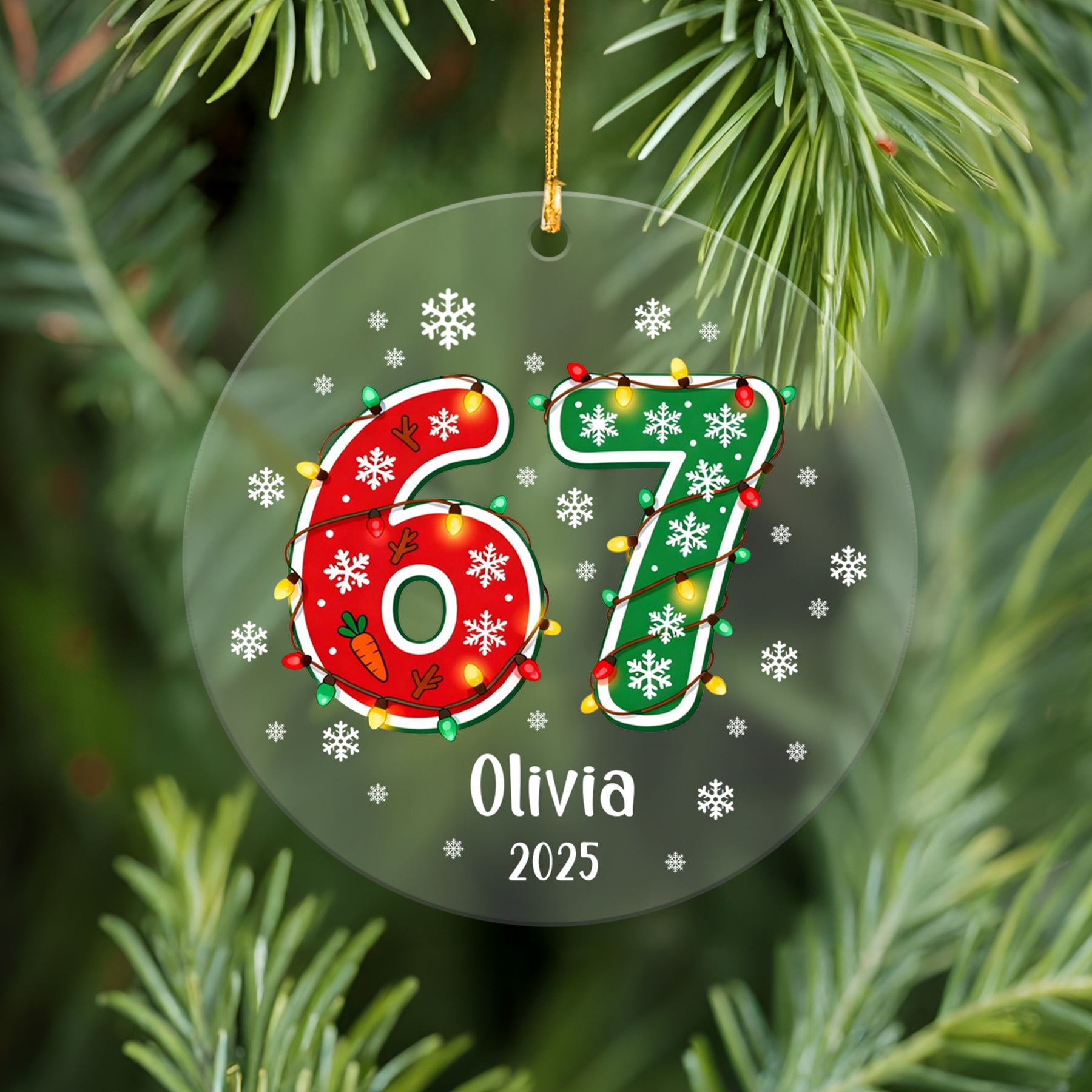 Funny Teen Slang Ornament 67, Custom Name Christmas Ornament for Teens, Gen Z Meme Ornament, Cool Boy Gift, 2025 Trend Ornament