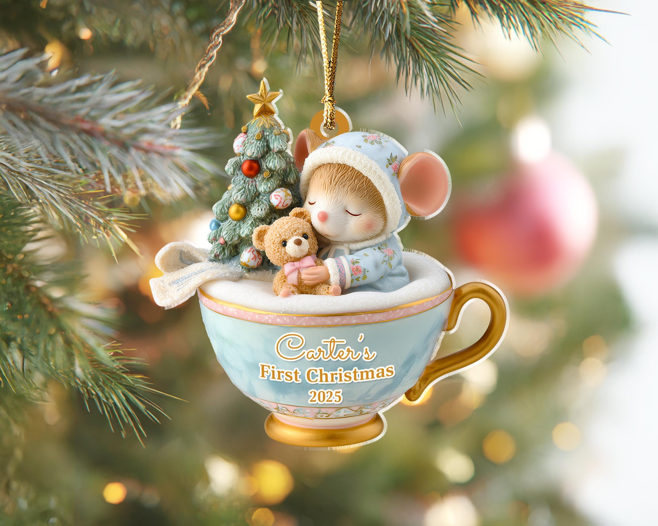 Personalized Baby's 1st Christmas Ornament, Newborn Ornament, Baby's First Christmas Gift, New Baby Ornament, Baby Shower Gift, Xmas Decor