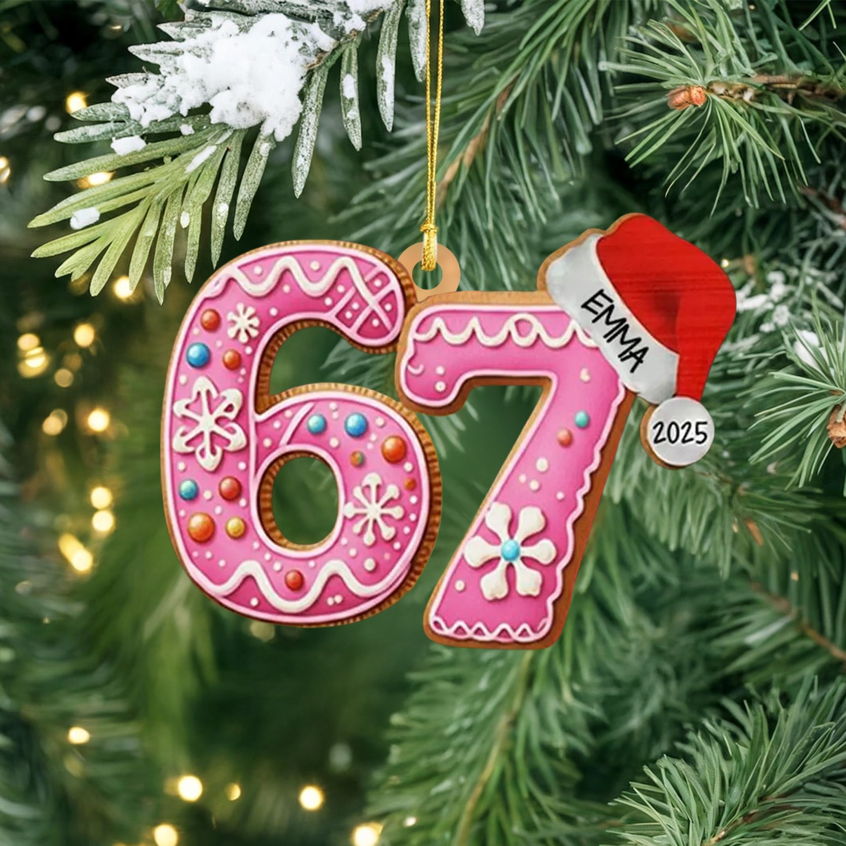 Custom Name Six Seven Ornament, Funny 6 7 Christmas Ornament, Kids Christmas Ornament, Gen Alpha Humor Ornament, Christmas Tree Decor