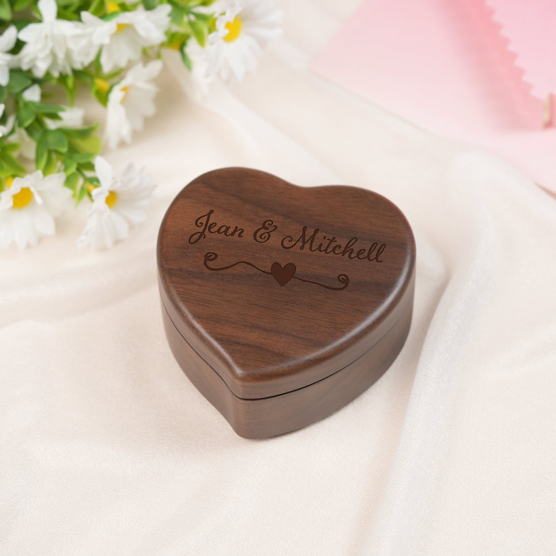 Personalized Music Box with a Custom Metal Melody Mechanism, Wooden Heart Music Box