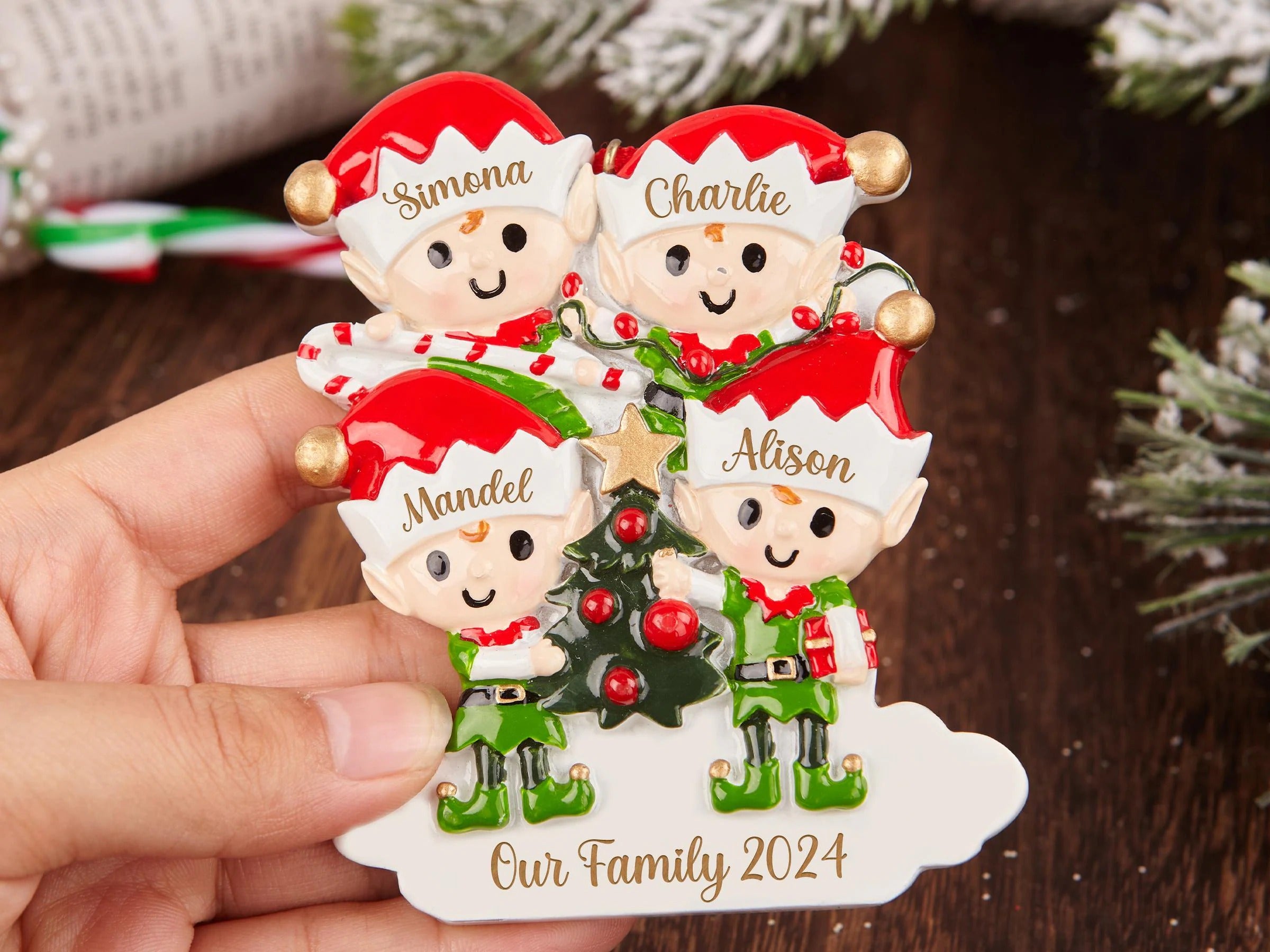 2025 Family Christmas Tree Ornament,Custom Resin Family Christmas Ornament,Engraved Ornaments,Christmas Gifts,Personalized Holiday Ornament