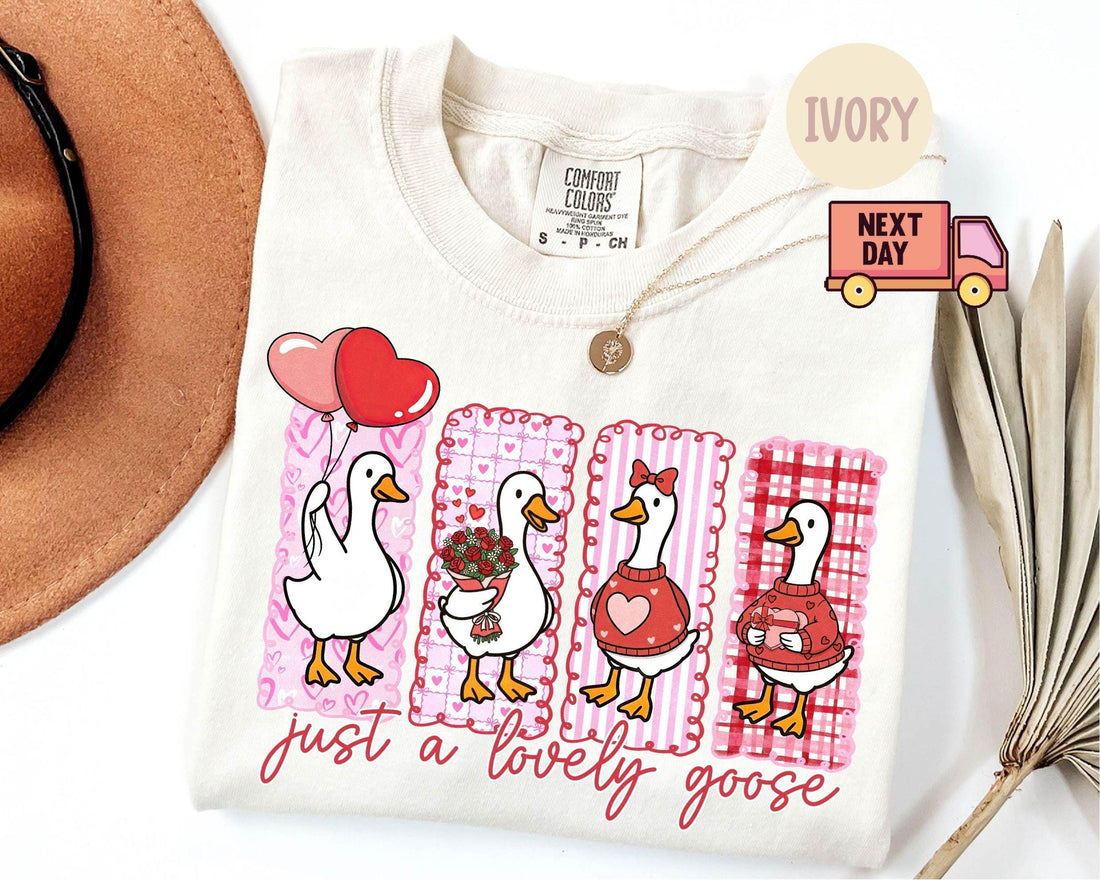 Comfort Colors® Just A Lovely Goose Shirt, Goose Valentine Day Shirt, Funny Valentine Silly Goose Tee, Animal Tee, Cute Goose Lover Gift