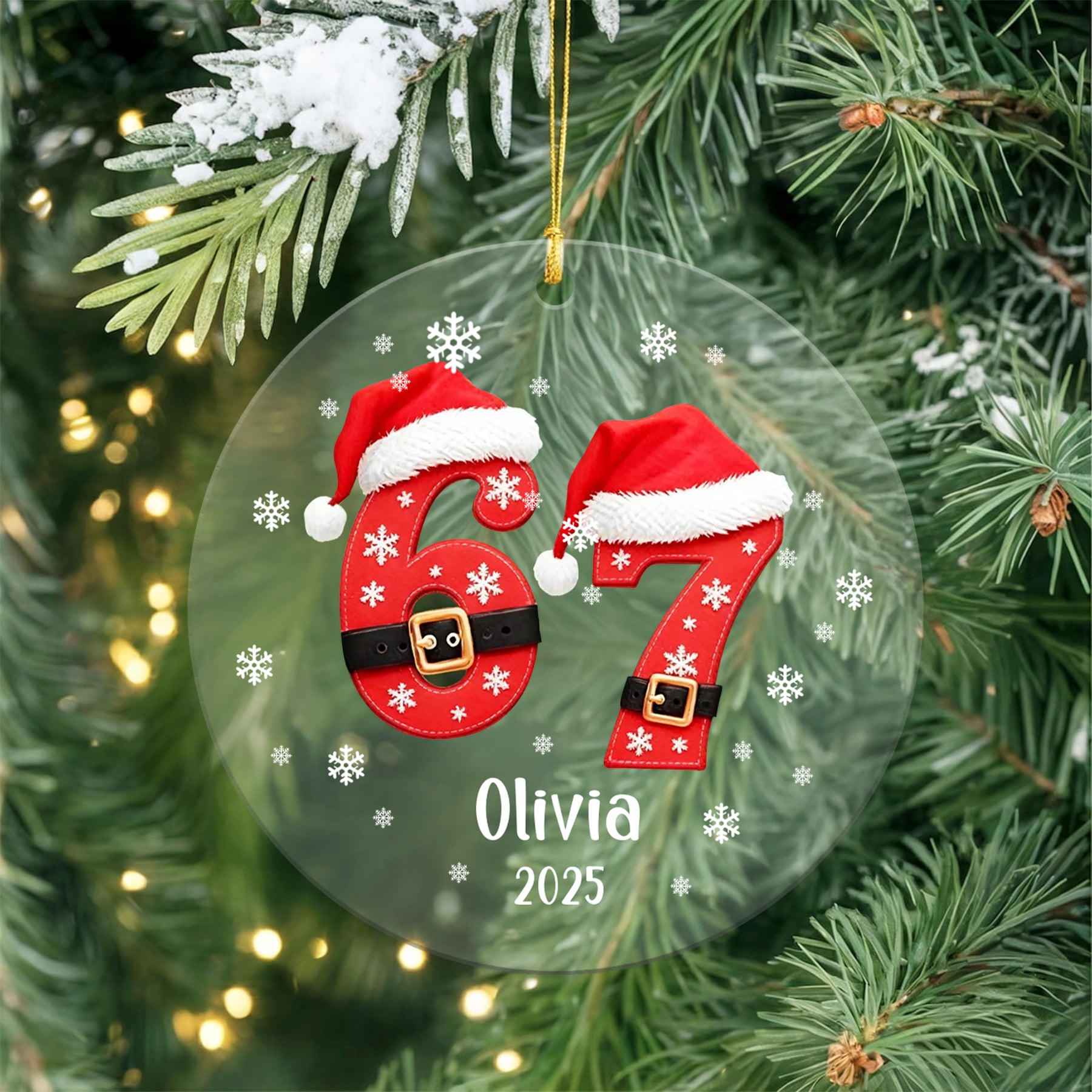 Funny Teen Slang Ornament 67, Custom Name Christmas Ornament for Teens, Gen Z Meme Ornament, Cool Boy Gift, 2025 Trend Ornament