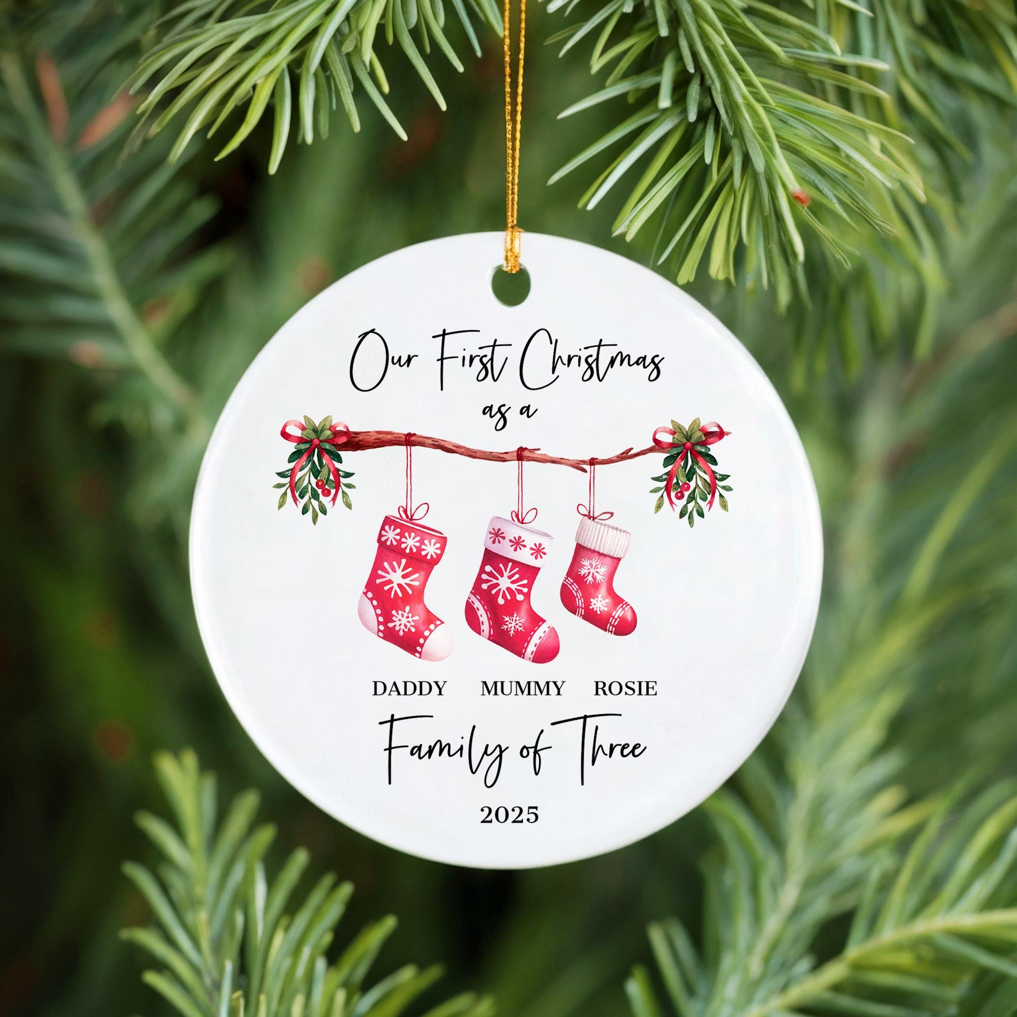 Personalised First Christmas as a Family of 4 Ornament, Baby First Christmas Tree Ornament, 1st Xmas Ornament 2025