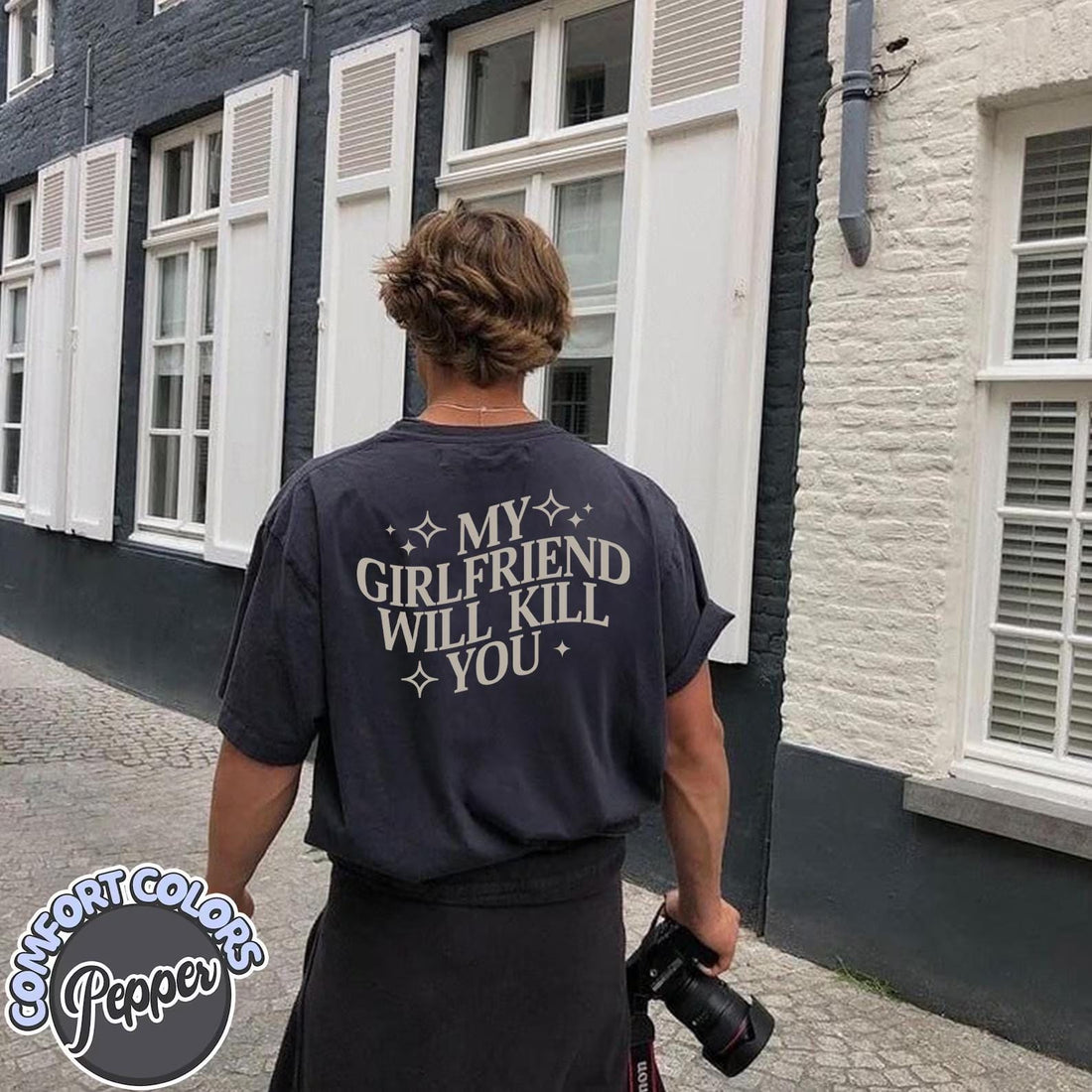 My Girlfriend Will Kill You Comfort Colors Shirt, Summer Shirts, Mens Beach Shirts, Funny Boyfriend Shirt, Anniversary Gift, Gift for Him