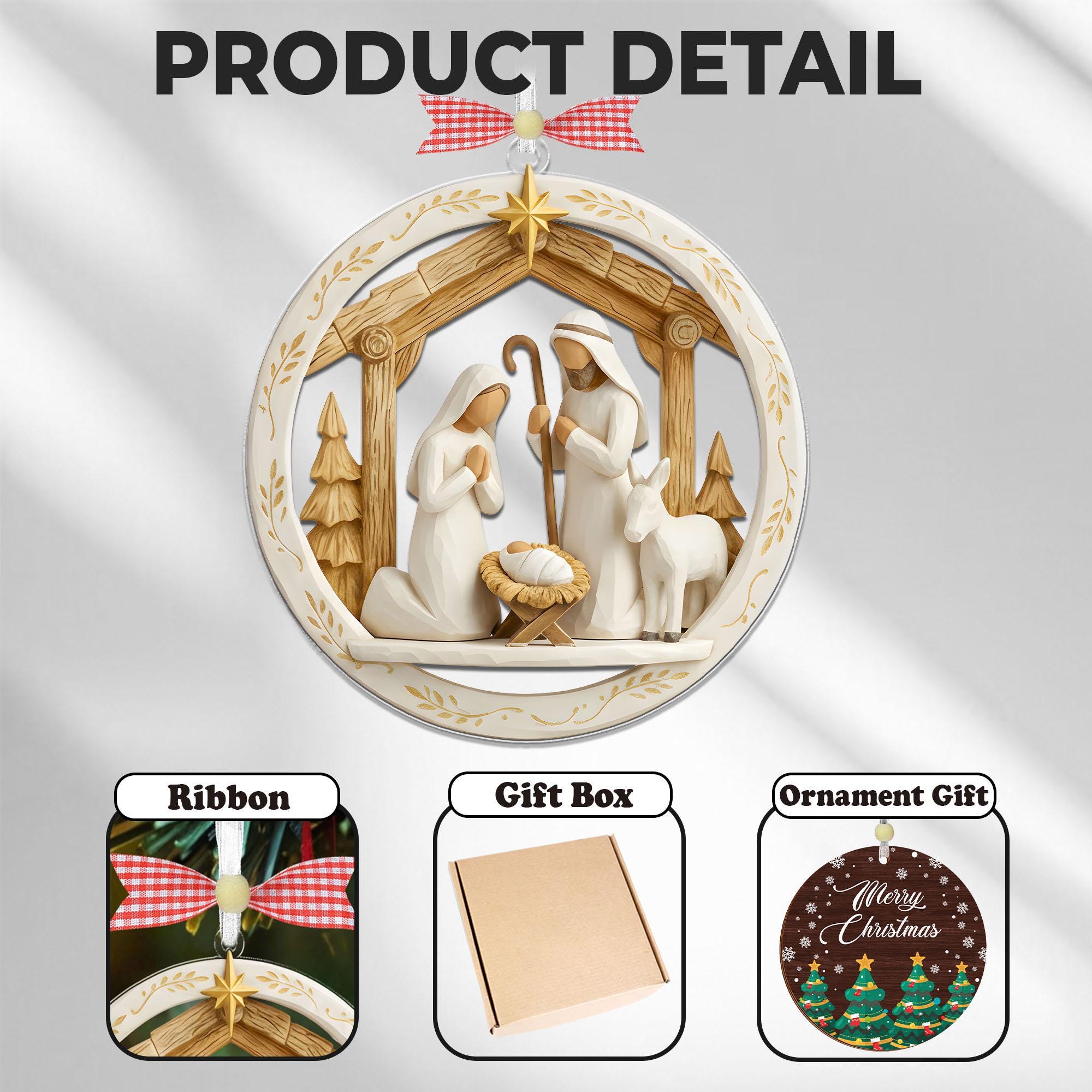 Nativity Jesus Ornament,Nativity Scene Christmas Ornament,Christian Holiday Gift Decor,Regilious Gift,Meaningful Xmas Gift,Jesus Ornament
