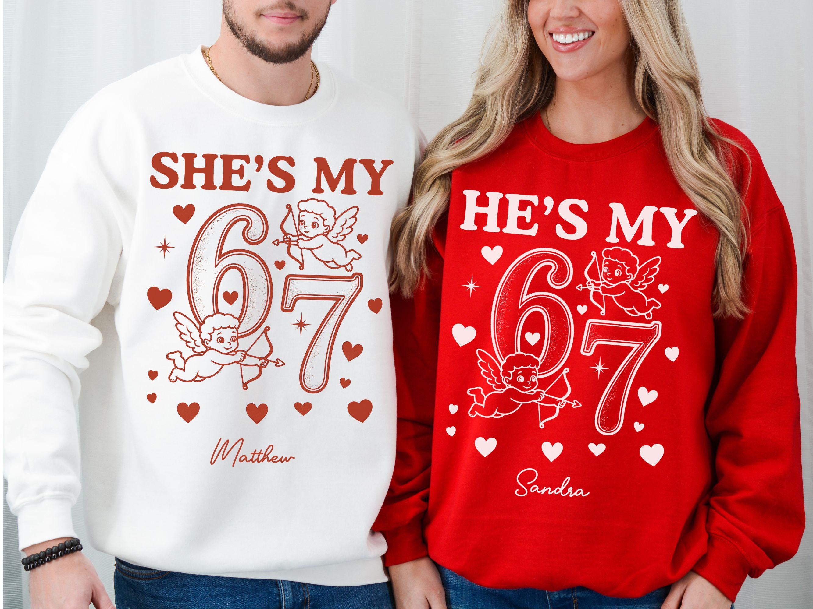 Funny 67 Matching Couple Valentine's Day Comfort Colors Shirts or Sweatshirts