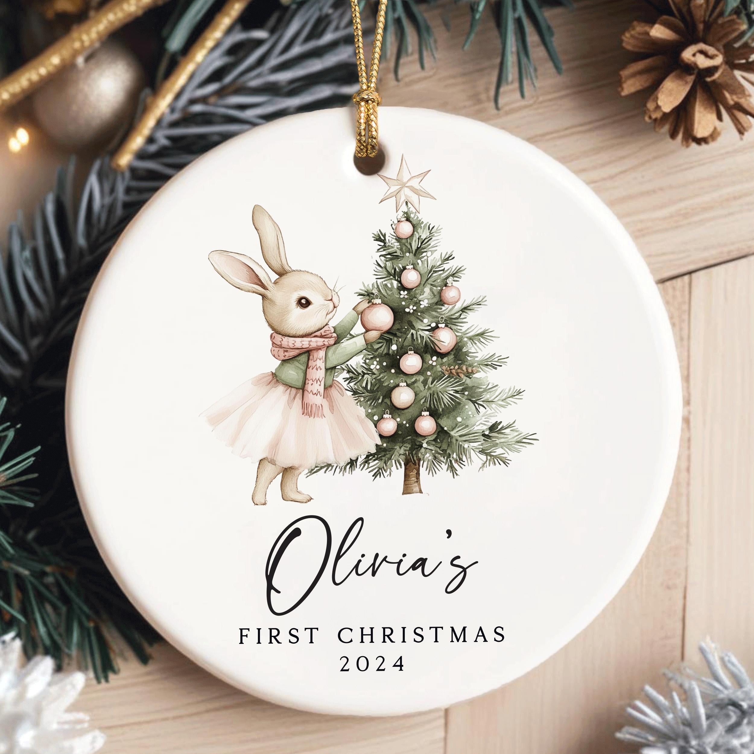 Baby Girl First Christmas Ornament, Personalized Baby Christmas Ornament, Baby's First Christmas