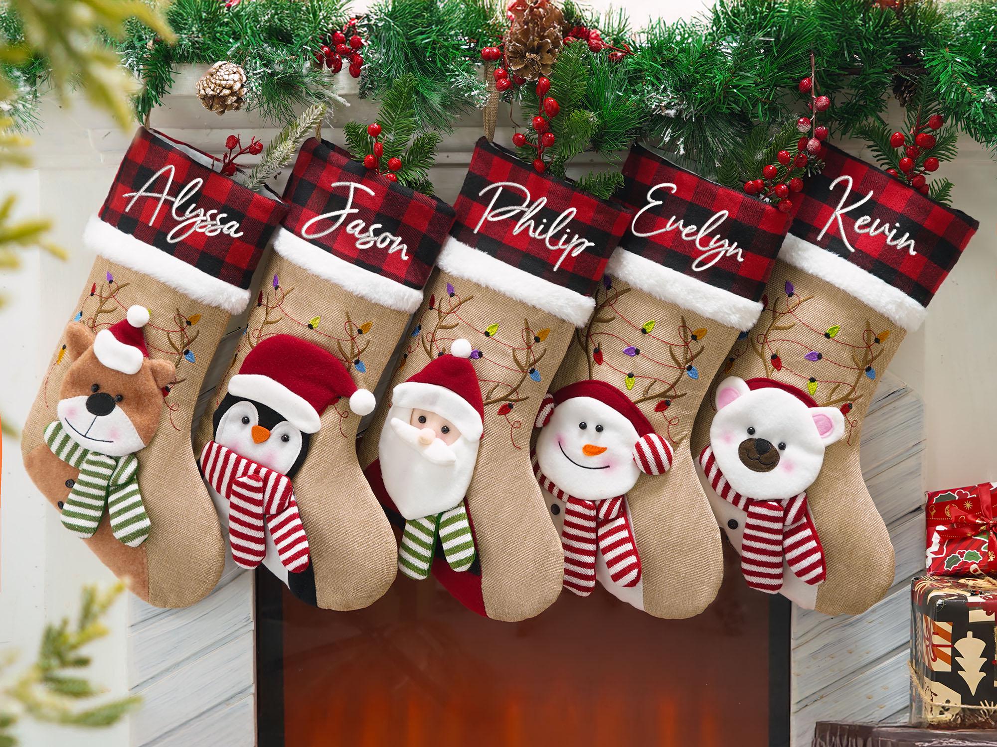 Personalized 3D Christmas Stockings, Custom Family Christmas Stockings, Holiday Decor, Embroidered Stockings With Name, Monogram Stocking