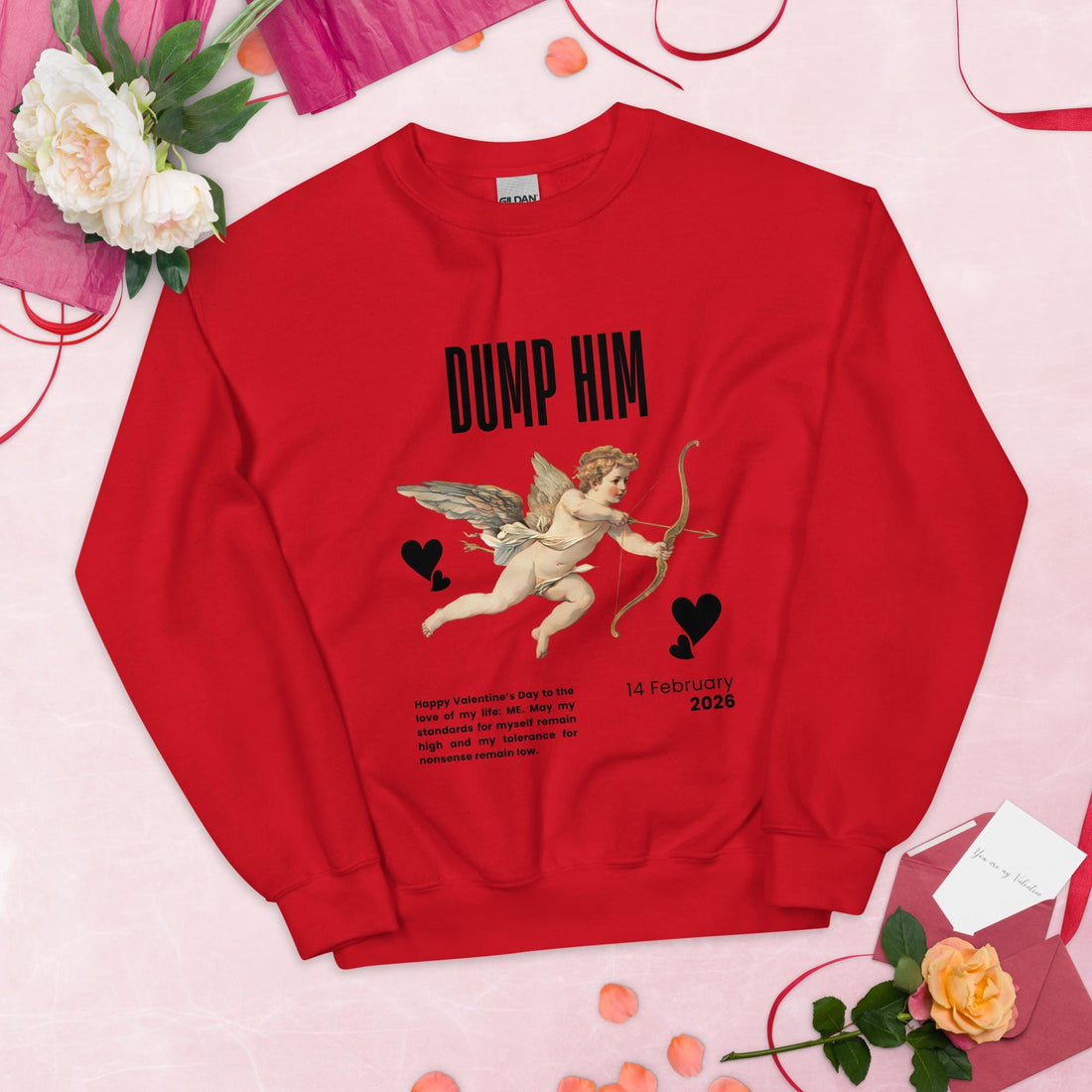 Dump Him Funny Valentine's Day Sweatshirt, Gifts for Her, V-Day Gift Ideas, Valentine's Sweater, Trendy Aesthetic, Valentine Gift, Cupid