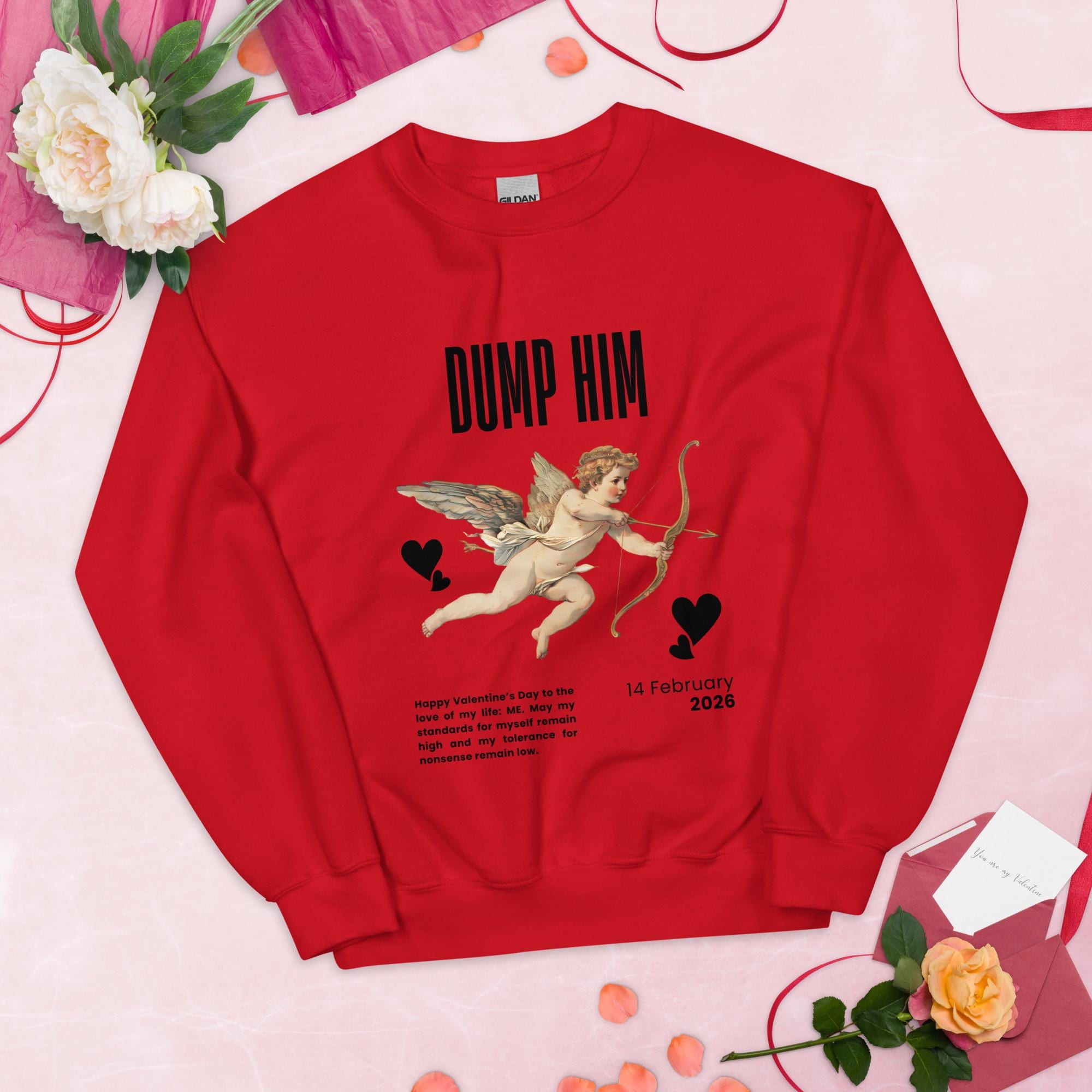 Dump Him Funny Valentine's Day Sweatshirt, Gifts for Her, V-Day Gift Ideas, Valentine's Sweater, Trendy Aesthetic, Valentine Gift, Cupid