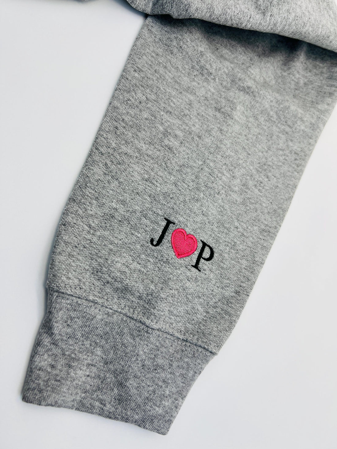 Custom Embroidered Initial Heart Sweatshirt | Personalized Couples Hoodie | Valentines Couple Initials | Matching Sleeve Initial Hoodie
