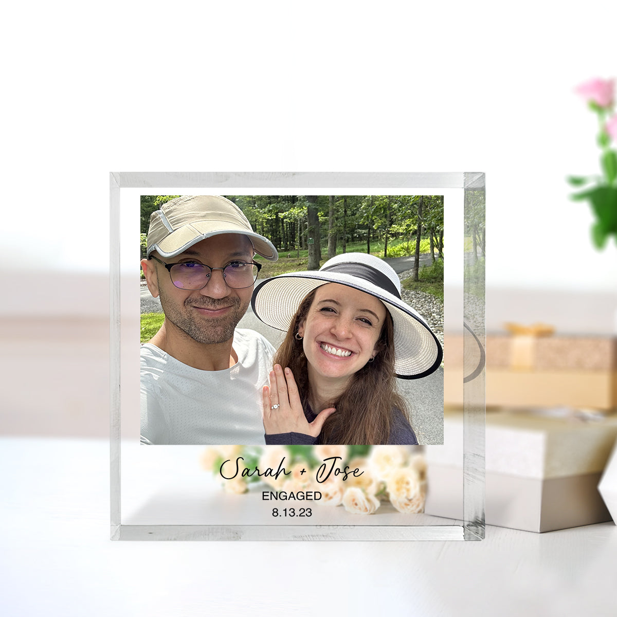 Engagement Personalised Photo Block, Engagement Gift, Anniversary Photo Frame, Wedding Gift, Engagement Acrylic Plaque