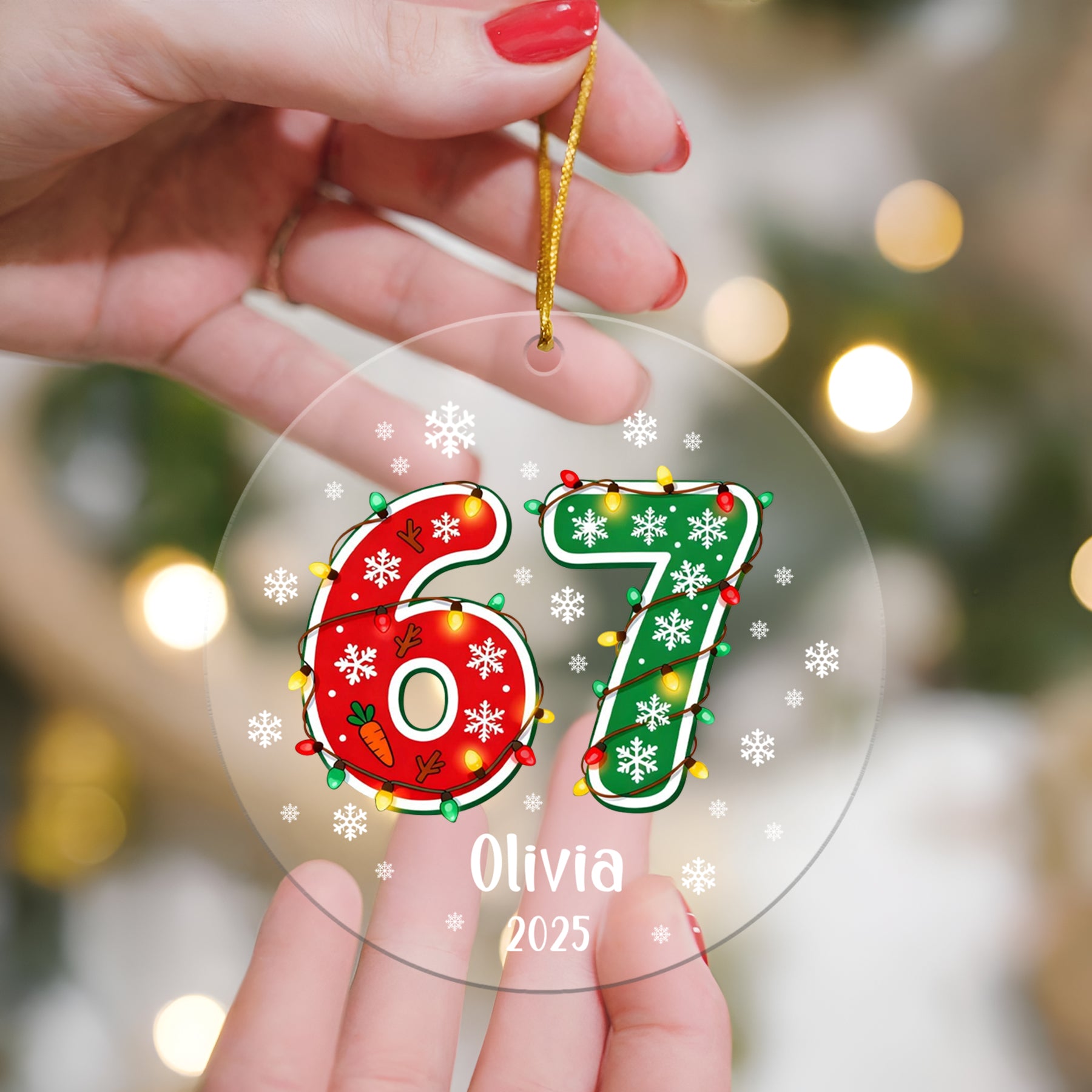 Funny Teen Slang Ornament 67, Custom Name Christmas Ornament for Teens, Gen Z Meme Ornament, Cool Boy Gift, 2025 Trend Ornament