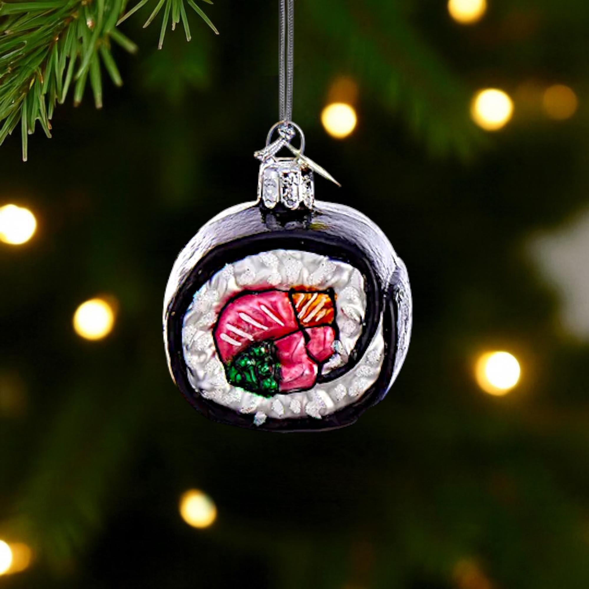Hand-Painted Sushi Christmas Ornaments – Glass Foodie Tree Decor