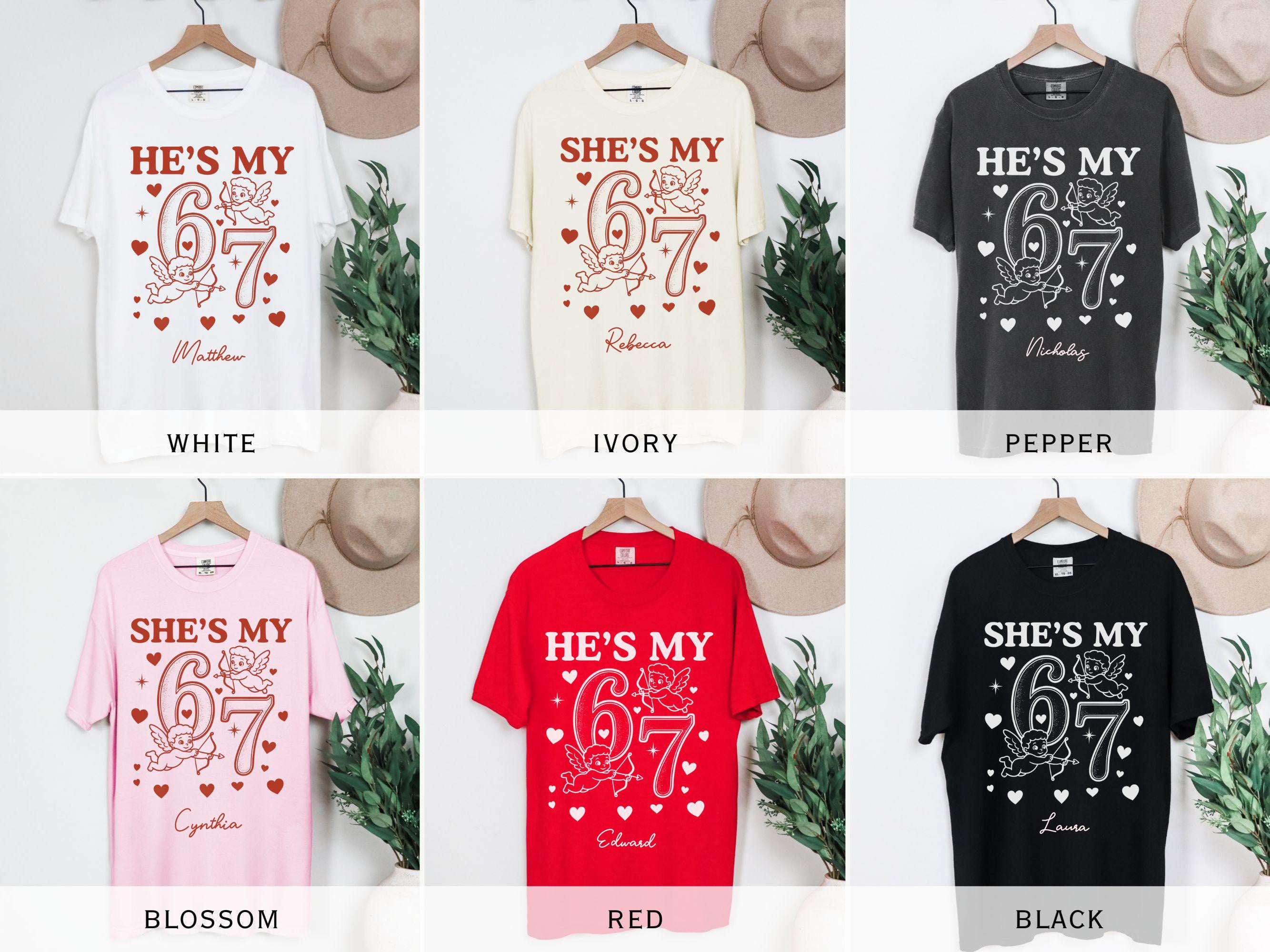 Funny 67 Matching Couple Valentine's Day Comfort Colors Shirts or Sweatshirts