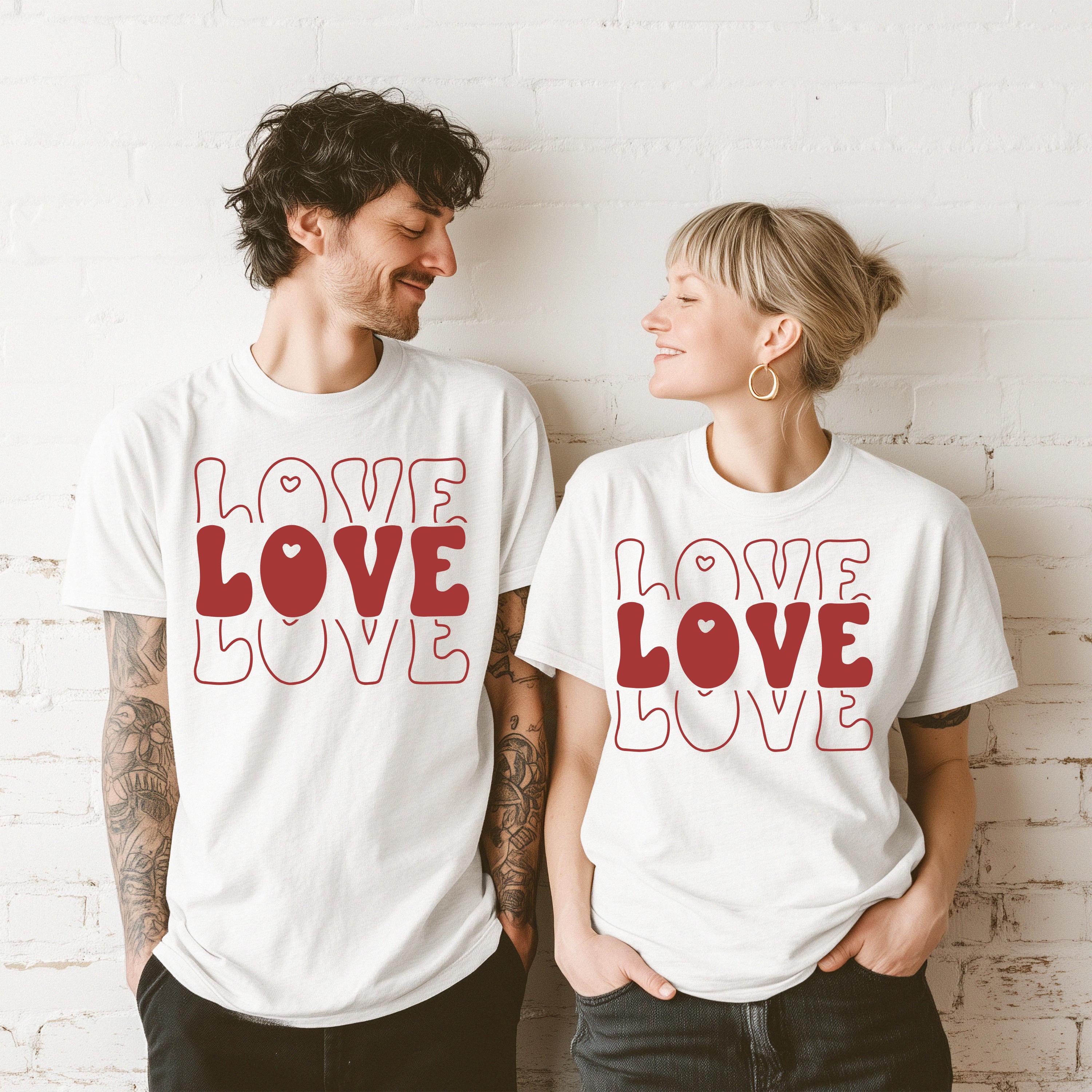 Custom Valentine’s Day Love Couple Shirt Set, Love Matching Sweatshirts for Couples, Unisex Romantic Gift Idea Couple Hoodie,Love Pullover