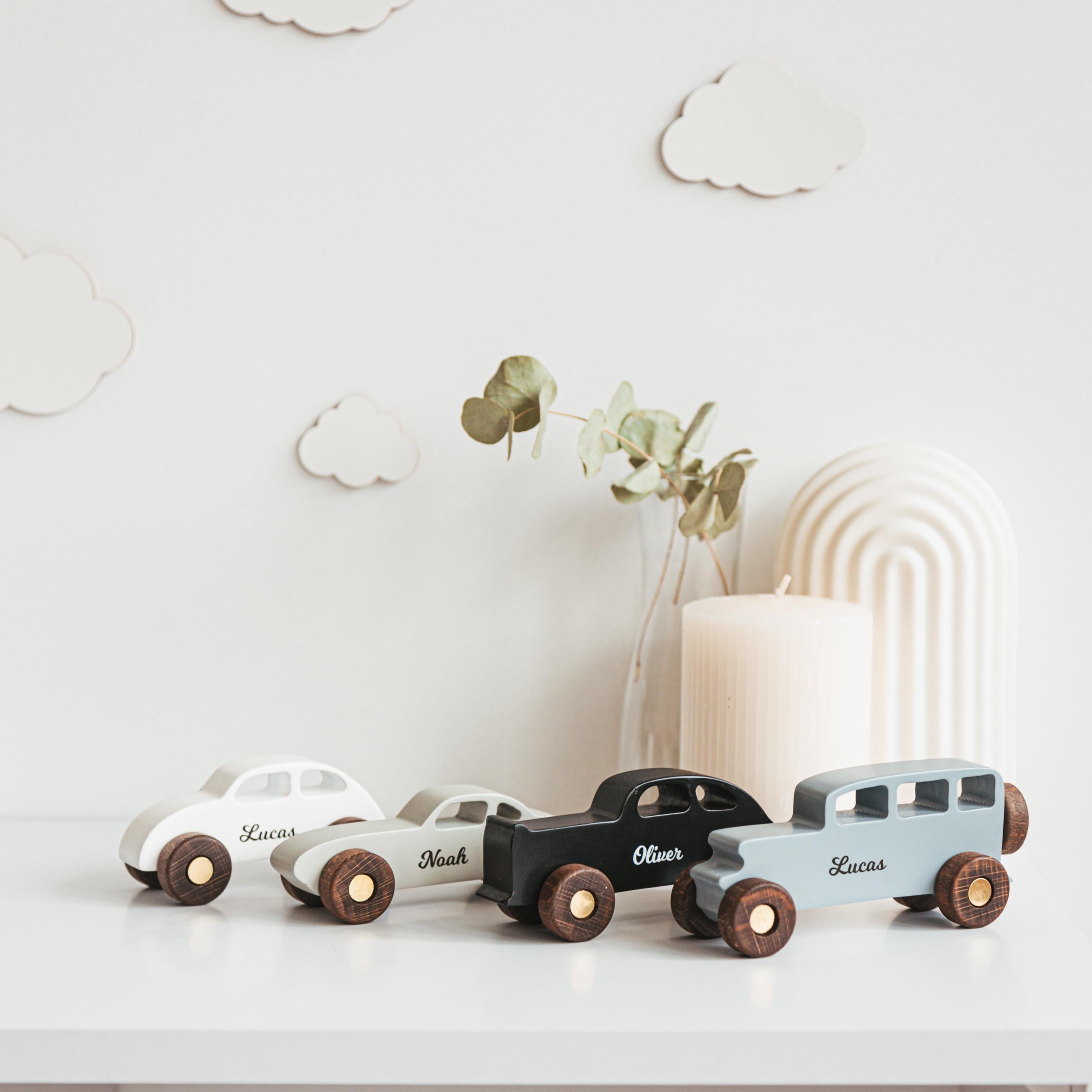 Collect Wooden Cars With Names, Sensory Toys For Toddlers, Baby Birthday Gift, Wooden Truck Toy, Personalized Gift For Kids, First Christmas