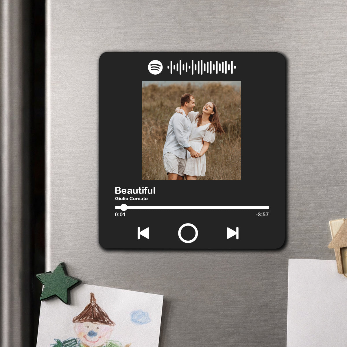 Custom Music Fridge Magnet, Personalized Photo & Music Fridge Magnet, Play Whole Song Music Box, Voicemail Keepsake Anniversary Gift for Him