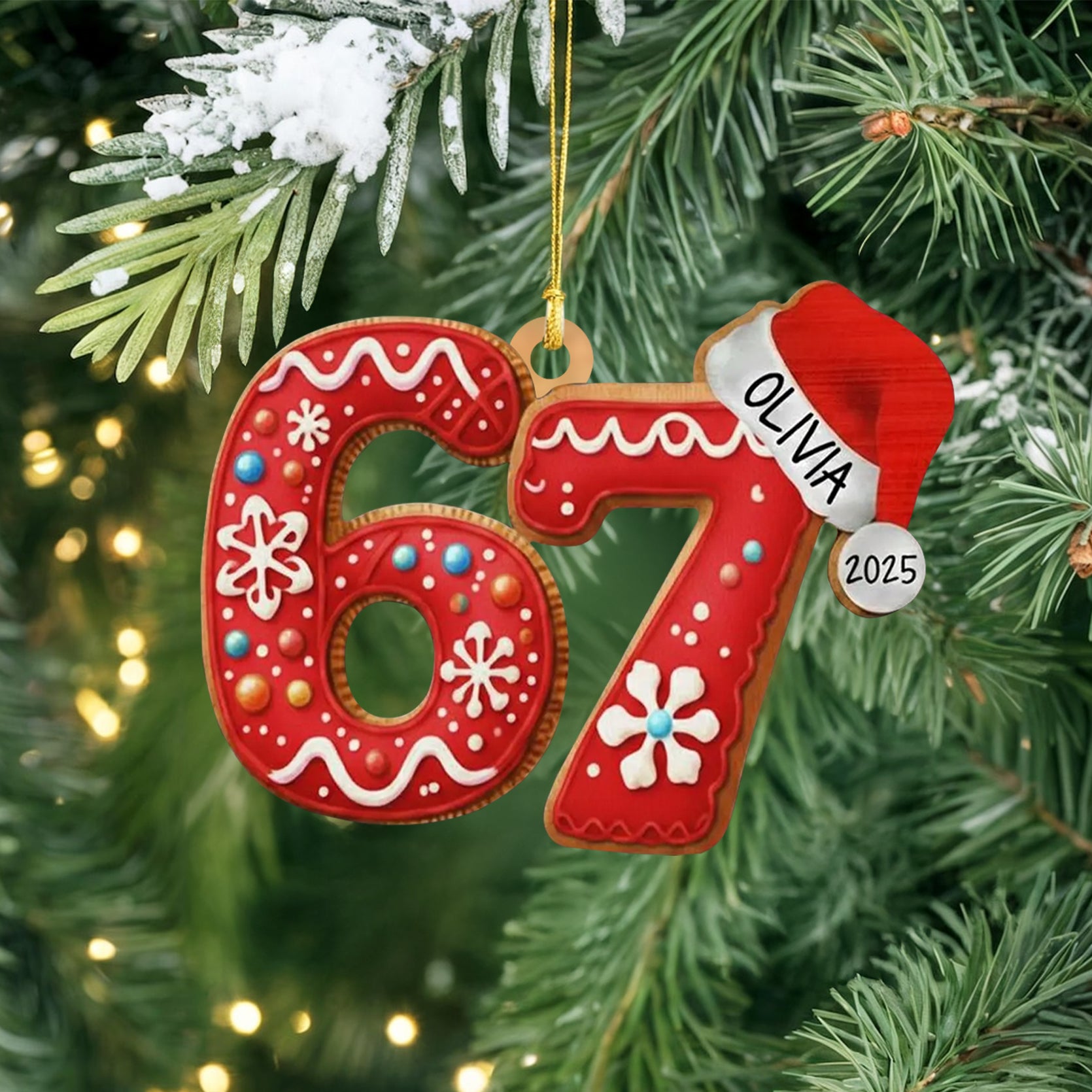 Custom Name Six Seven Ornament, Funny 6 7 Christmas Ornament, Kids Christmas Ornament, Gen Alpha Humor Ornament, Christmas Tree Decor