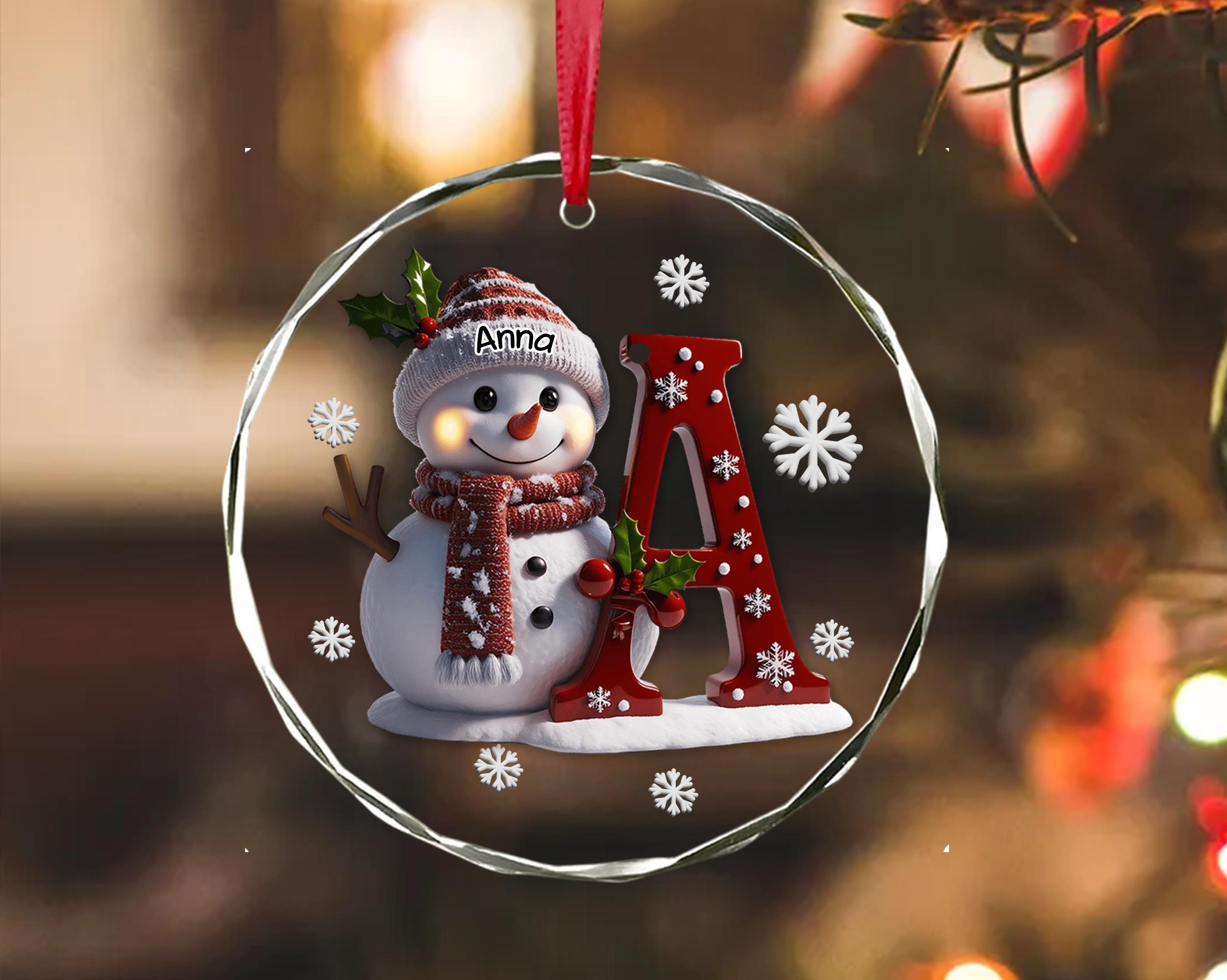 Personalized Snowman Letter Ornament, Custom Christmas Initial Ornament, Alphabet Ornament, Custom Kids Name Ornament, Kids Christmas Gifts