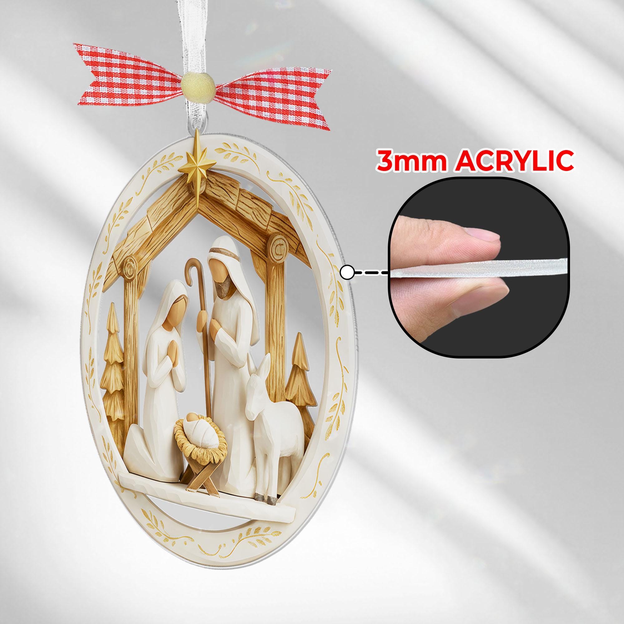 Nativity Jesus Ornament,Nativity Scene Christmas Ornament,Christian Holiday Gift Decor,Regilious Gift,Meaningful Xmas Gift,Jesus Ornament