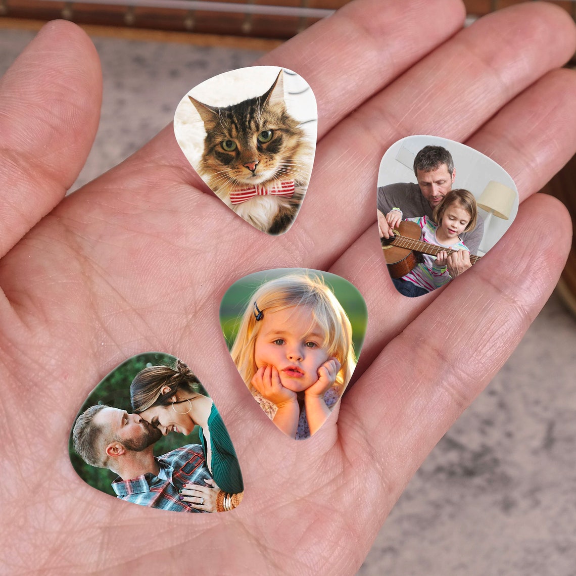Personalized Wooden Guitar Picks with Case, Custom Photo Guitar Pick, Holder for Picks