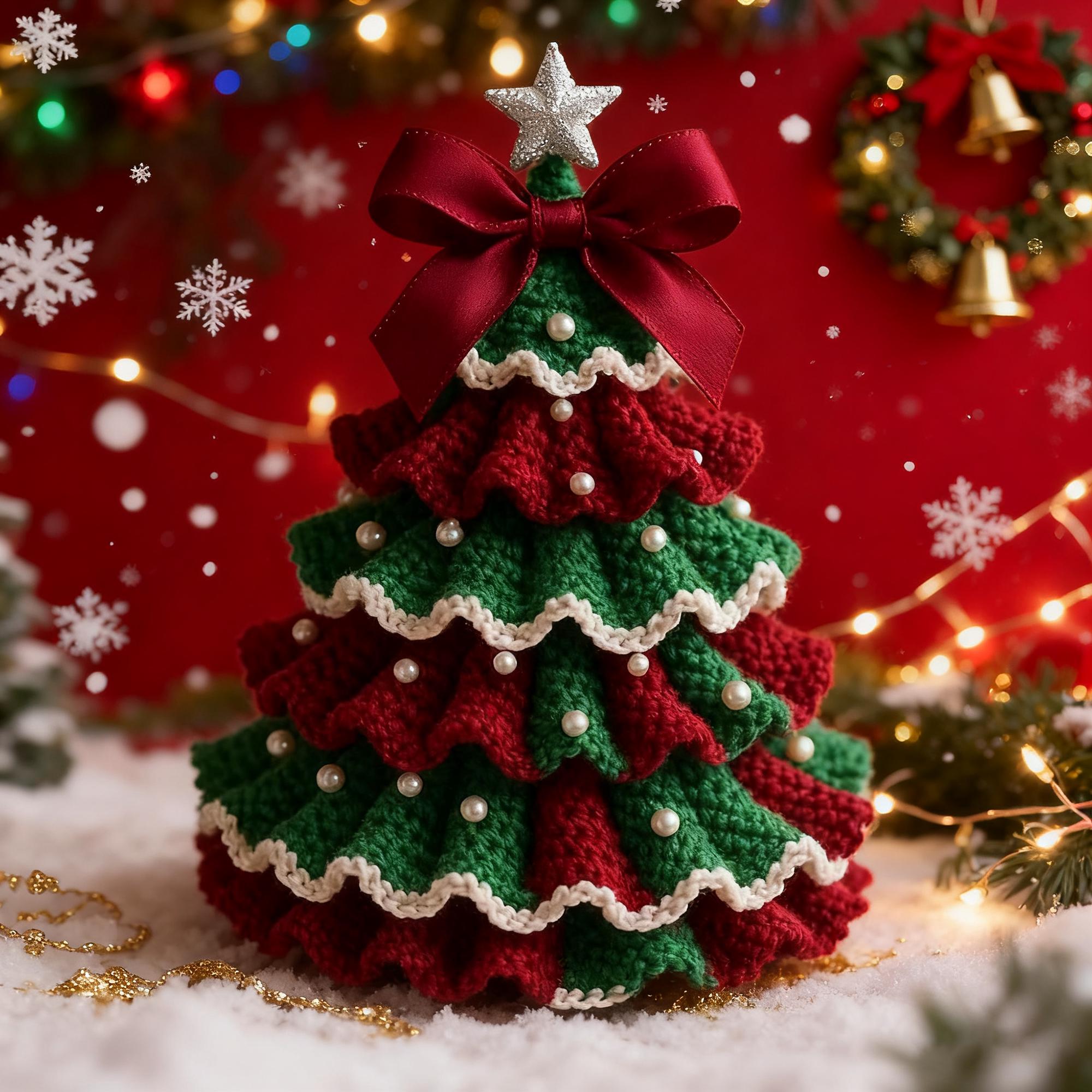 Crochet Christmas Tree Kit, Handmade Crochet Ornament Kit, Holiday Home Decor