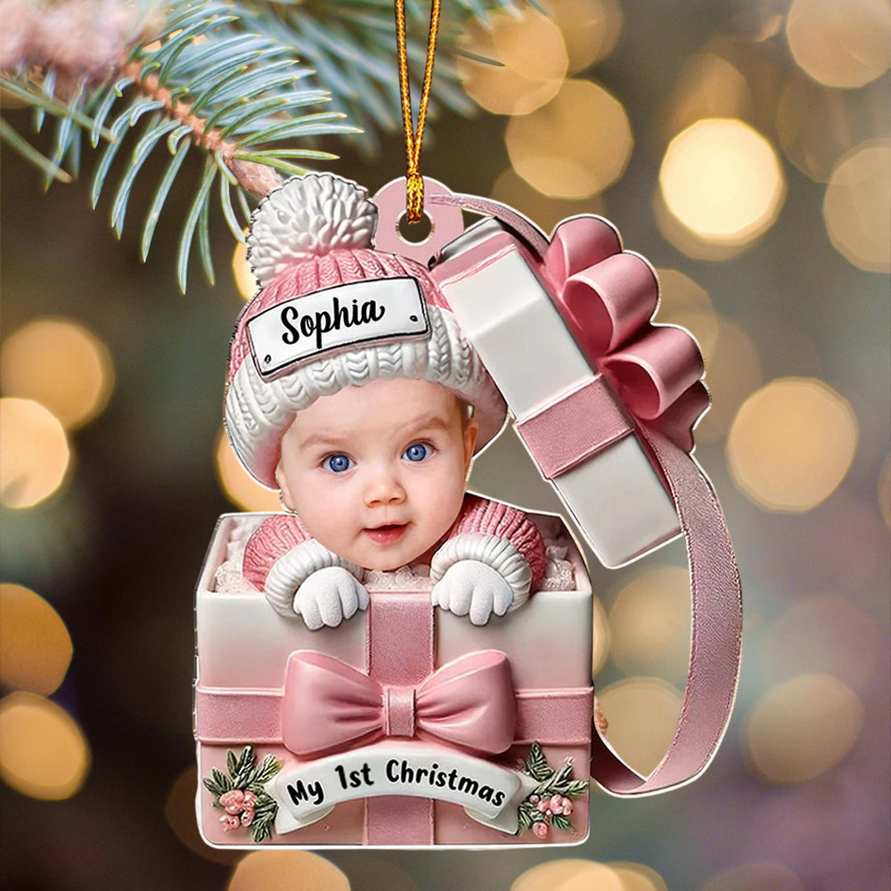 Baby Inside Gift Box - Personalized Custom Acrylic Ornament