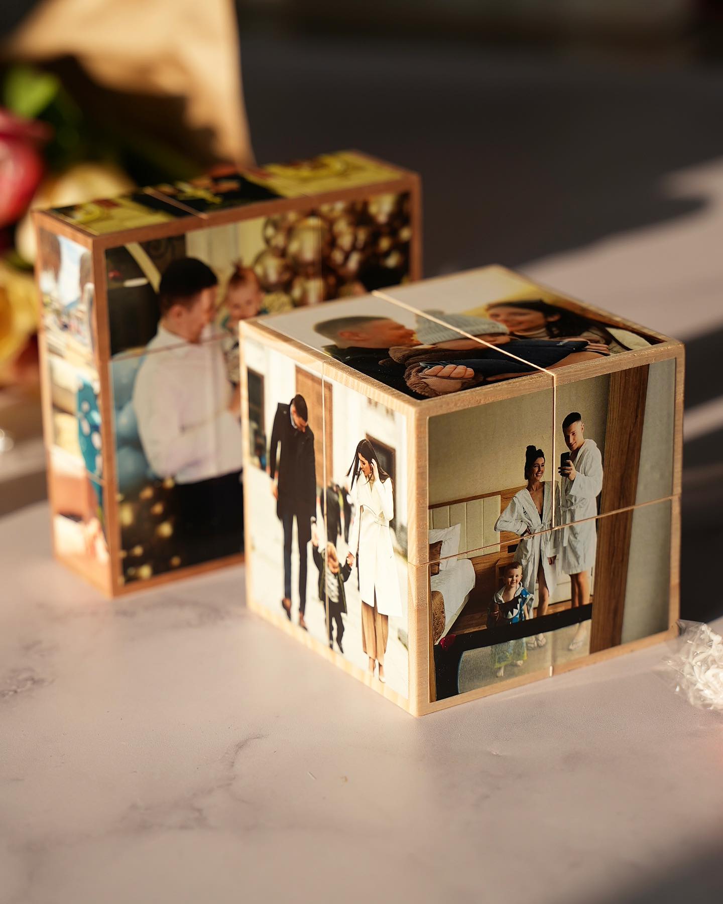 Custom Photo Cube, Photo Cube Album, Wooden and personalized, gift for him her