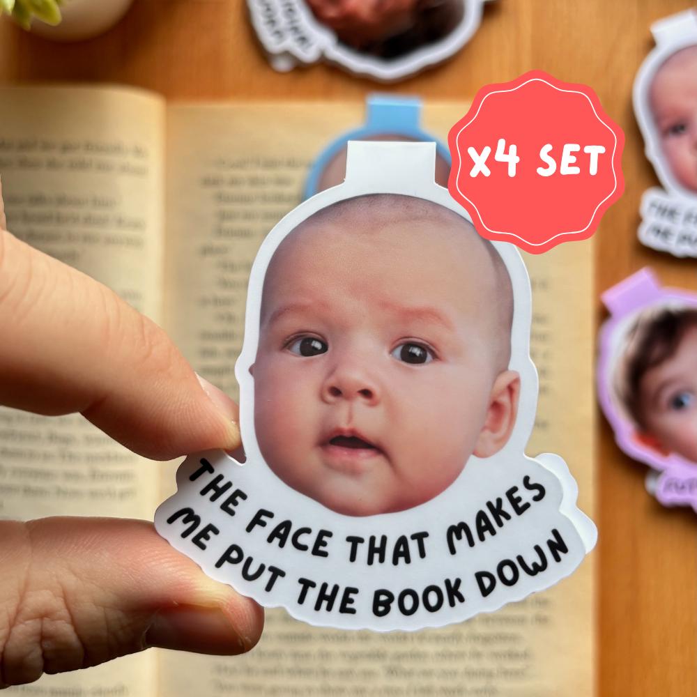 Custom Face Magnetic Bookmark Set, Personalized Photo Bookmark, Bulk Reader Gift, Family Face Magnet for Books - Add Your Text