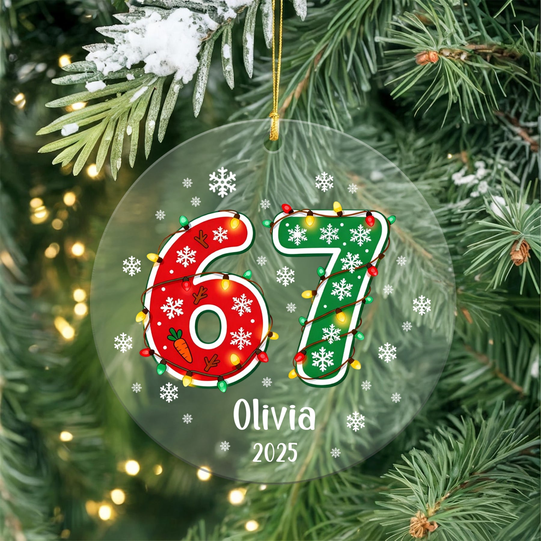 Funny Teen Slang Ornament 67, Custom Name Christmas Ornament for Teens, Gen Z Meme Ornament, Cool Boy Gift, 2025 Trend Ornament