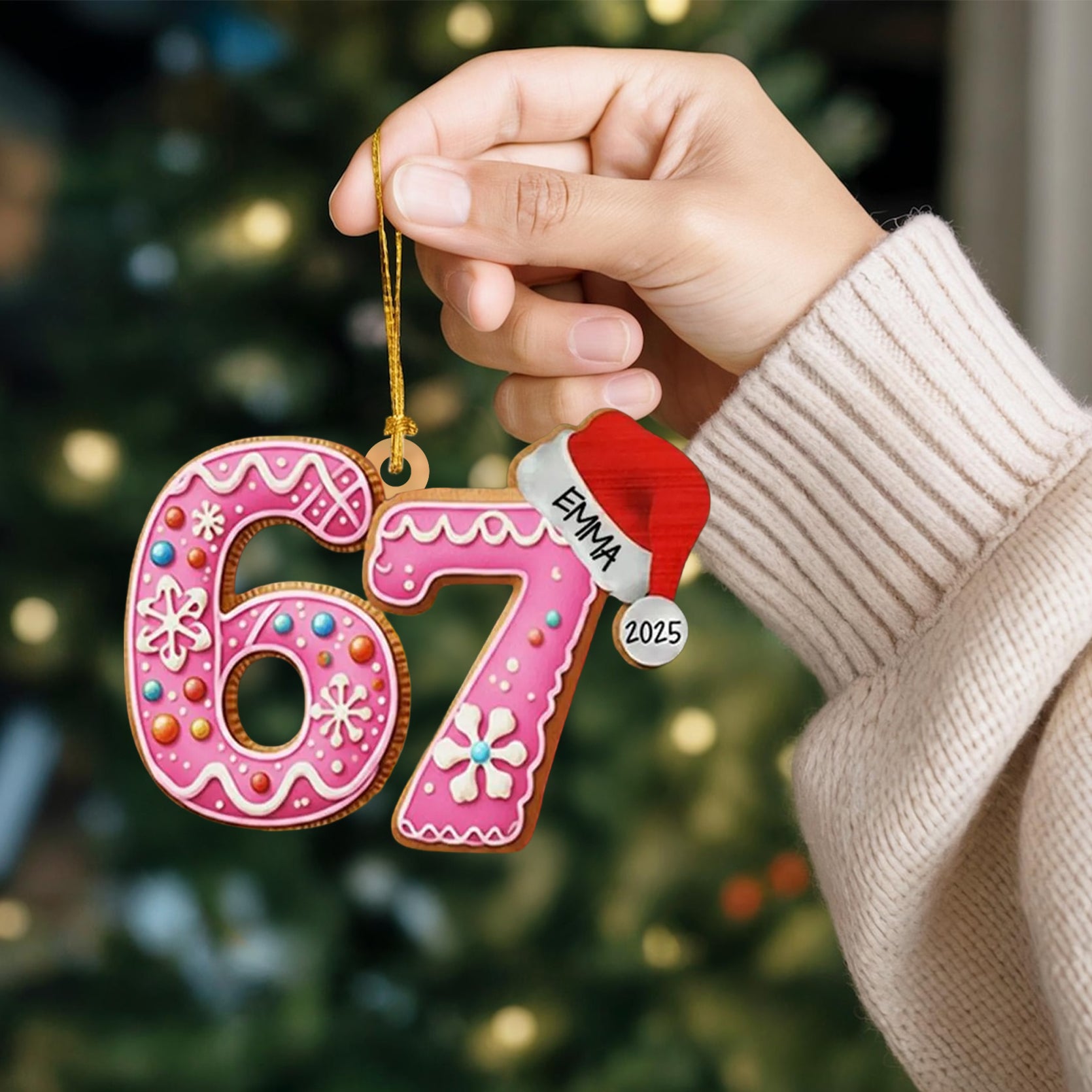 Custom Name Six Seven Ornament, Funny 6 7 Christmas Ornament, Kids Christmas Ornament, Gen Alpha Humor Ornament, Christmas Tree Decor