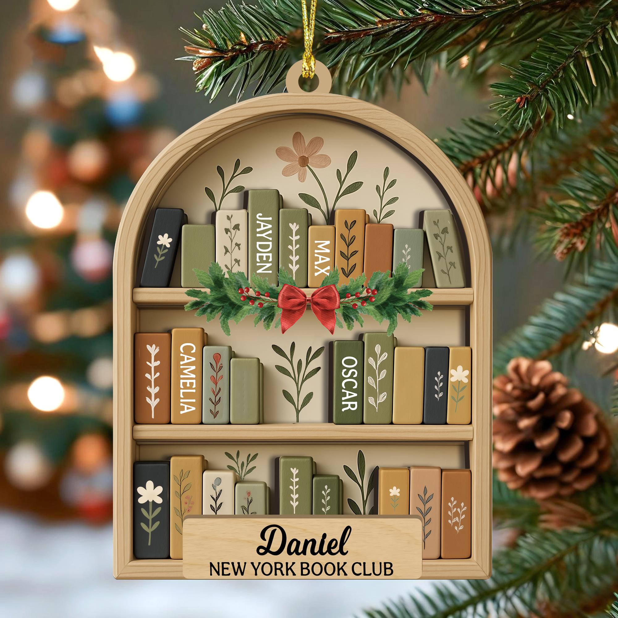 Personalized Book Club Christmas Acrylic Ornament, Christmas Books Ornaments, Gift for Librarian or Reader