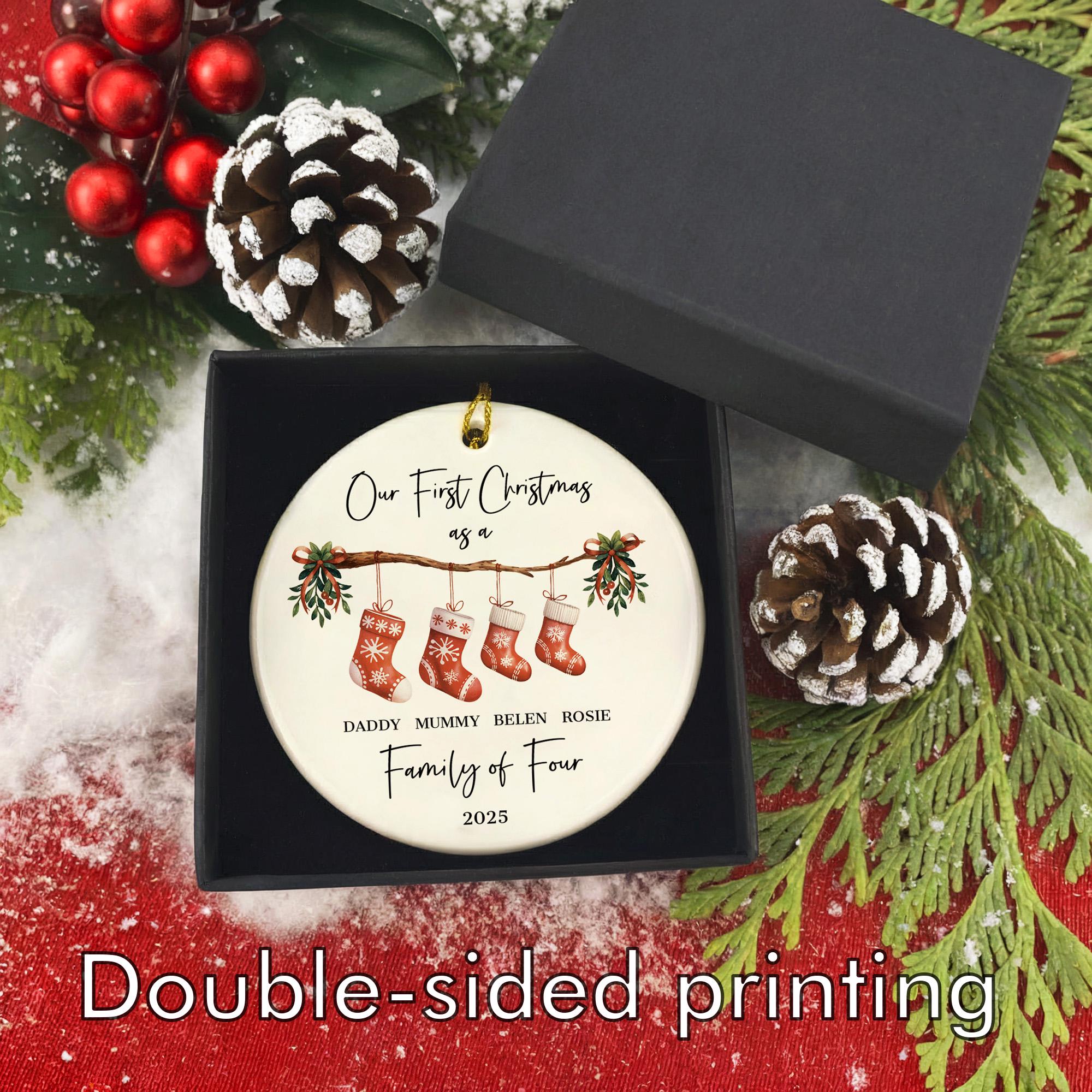 Personalised First Christmas as a Family of 4 Ornament, Baby First Christmas Tree Ornament, 1st Xmas Ornament 2025