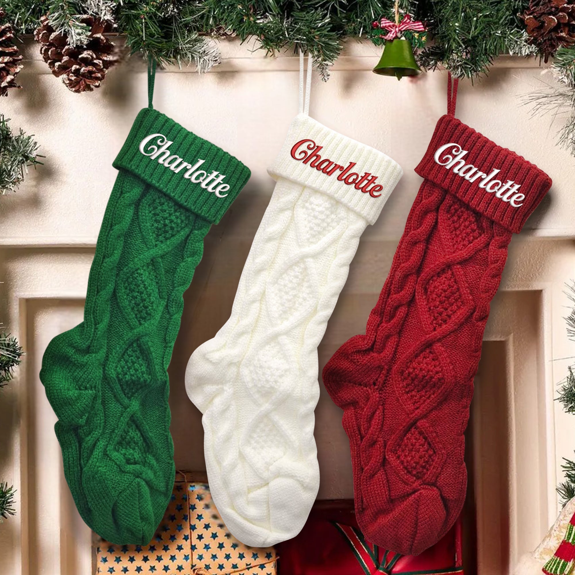Embroidered Christmas Stockings - Personalized Stocking - Christmas gift - Custom Name Stocking