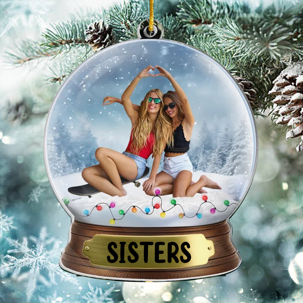 Custom Photo Our Sisterly Love Grows Stronger - Bestie Personalized Custom Ornament - Acrylic Custom Shaped - Christmas Gift For Best Friends, BFF, Sisters