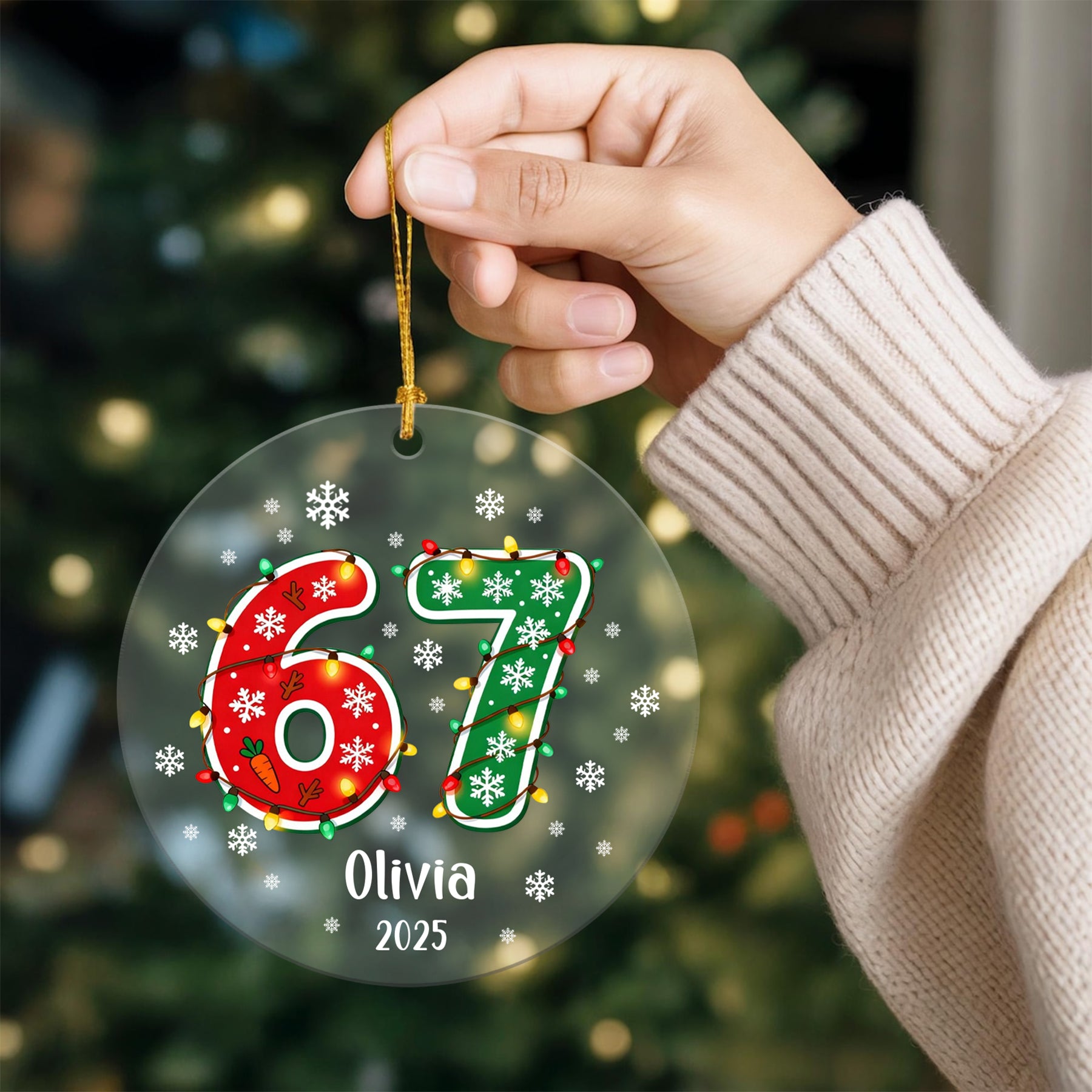 Funny Teen Slang Ornament 67, Custom Name Christmas Ornament for Teens, Gen Z Meme Ornament, Cool Boy Gift, 2025 Trend Ornament