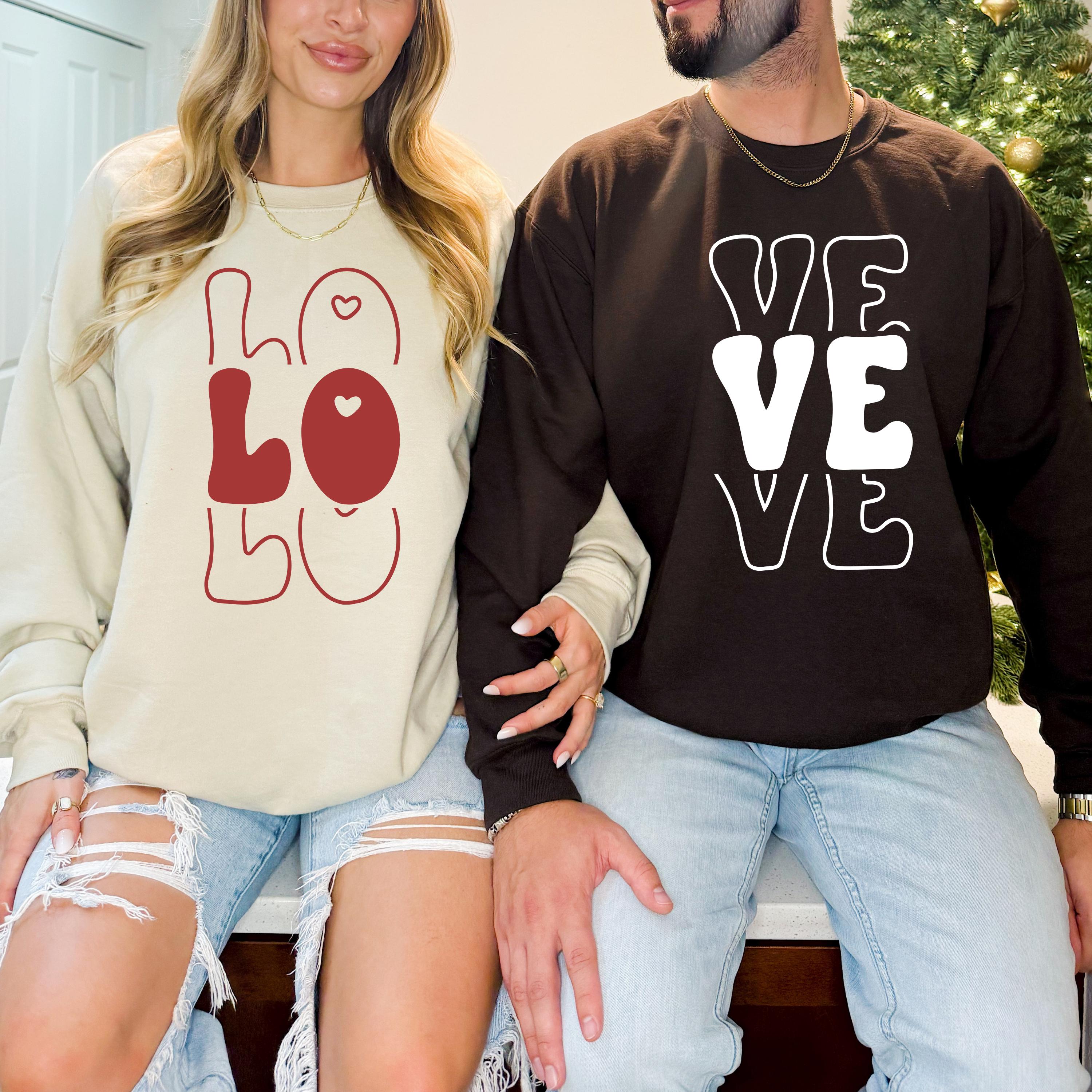 Custom Valentine’s Day Love Couple Shirt Set, Love Matching Sweatshirts for Couples, Unisex Romantic Gift Idea Couple Hoodie,Love Pullover