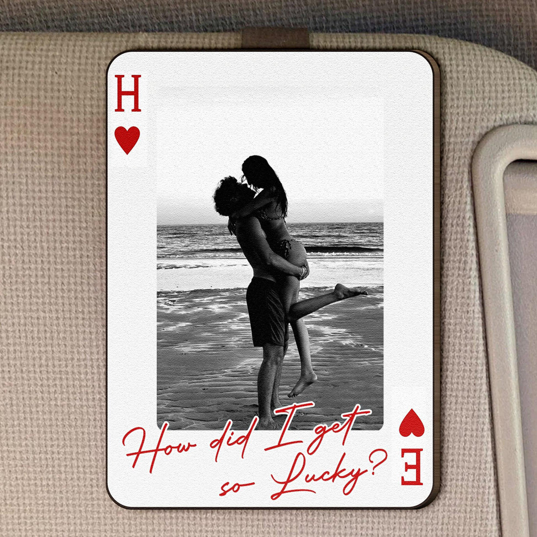 Drive Safe I Love You Car Visor Clip Custom Photo, Personalized Couple Picture Sun Visor Clip, Playing Card Photo Car Decor, Valentine Gift